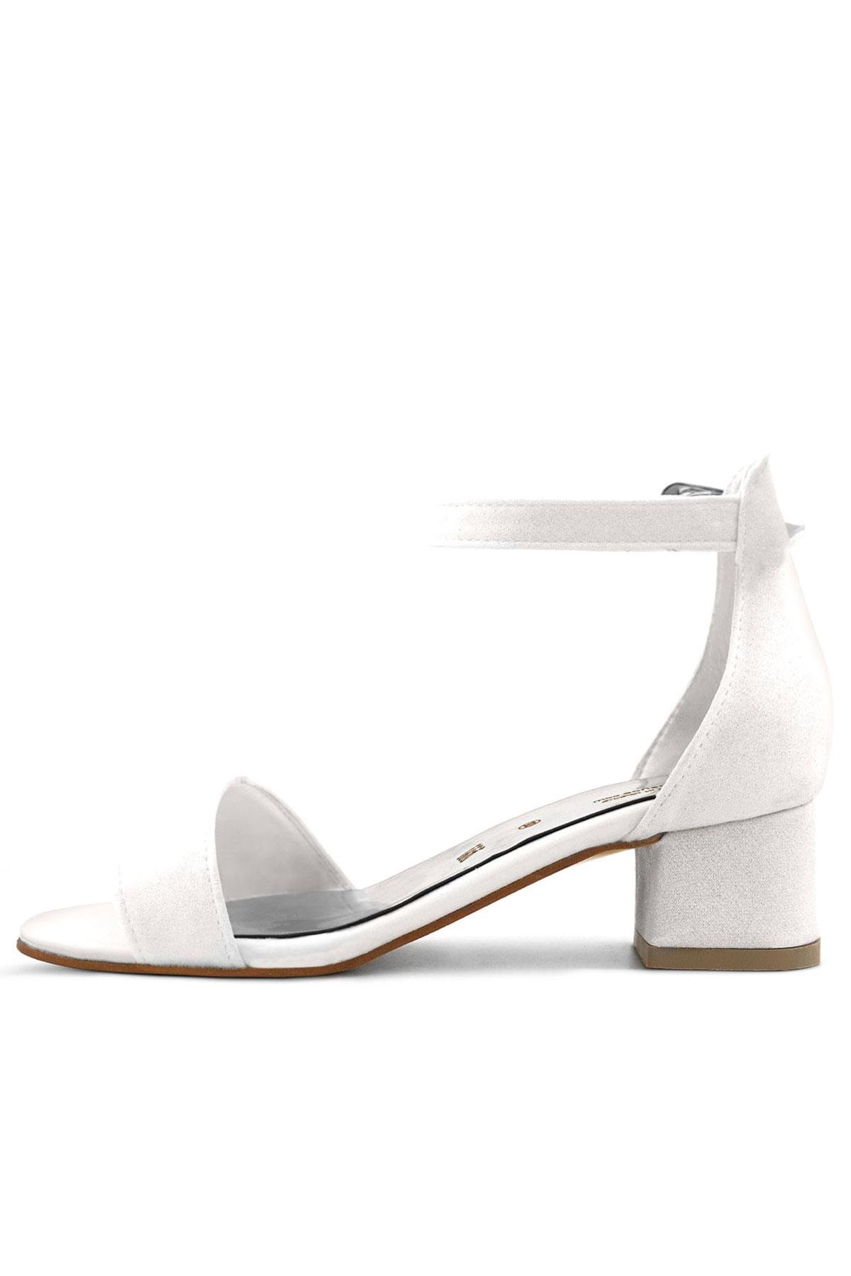 Lilo Simli Beyaz Tek Bantlı Kız Çocuk Topuklu Abiye Ayakkabı - Görsel 6