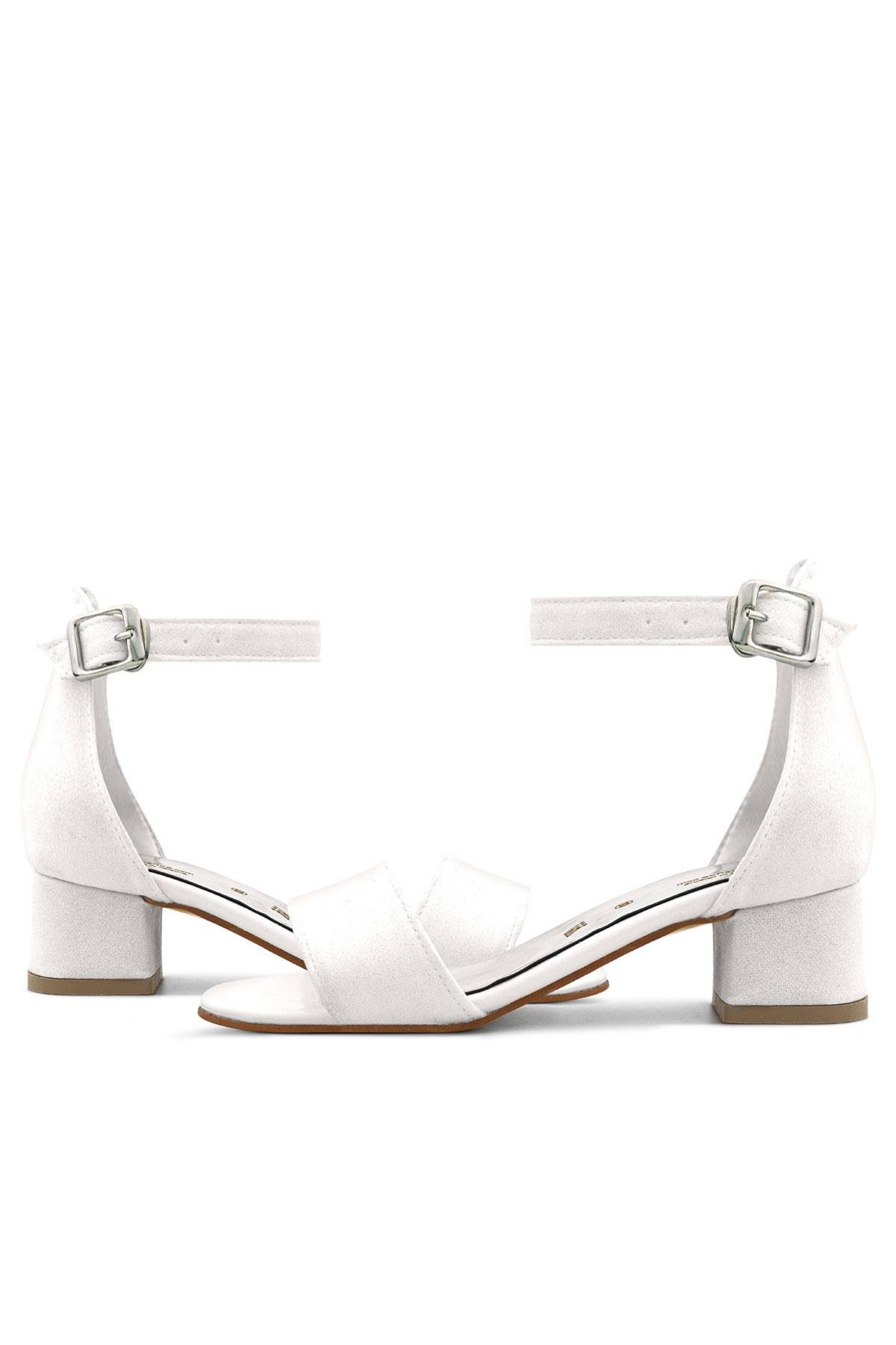 Lilo Simli Beyaz Tek Bantlı Kız Çocuk Topuklu Abiye Ayakkabı - Görsel 9