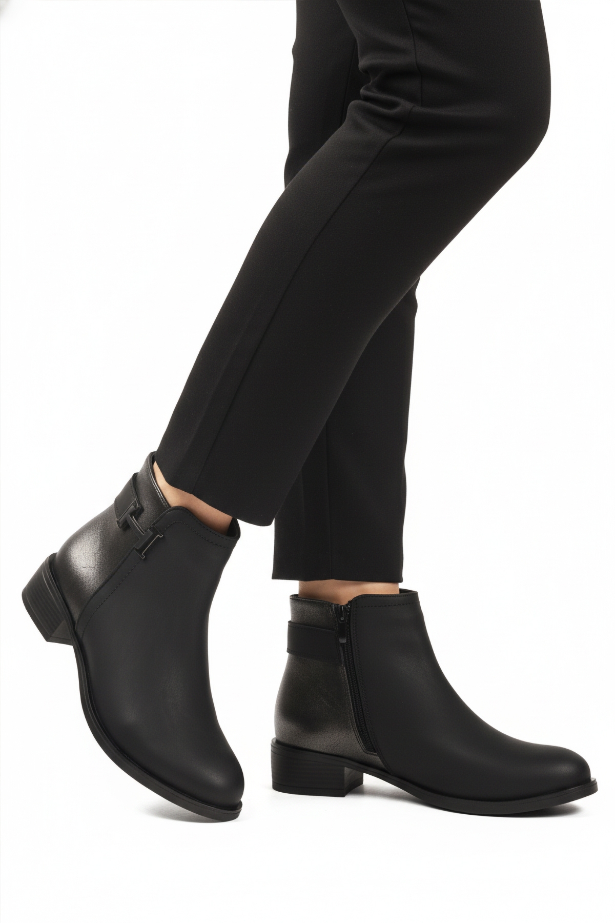 Siyah Zümrüt Fermuarlı Kürklü Kaymaz Kadın Bot 547820 Z - Görsel 2