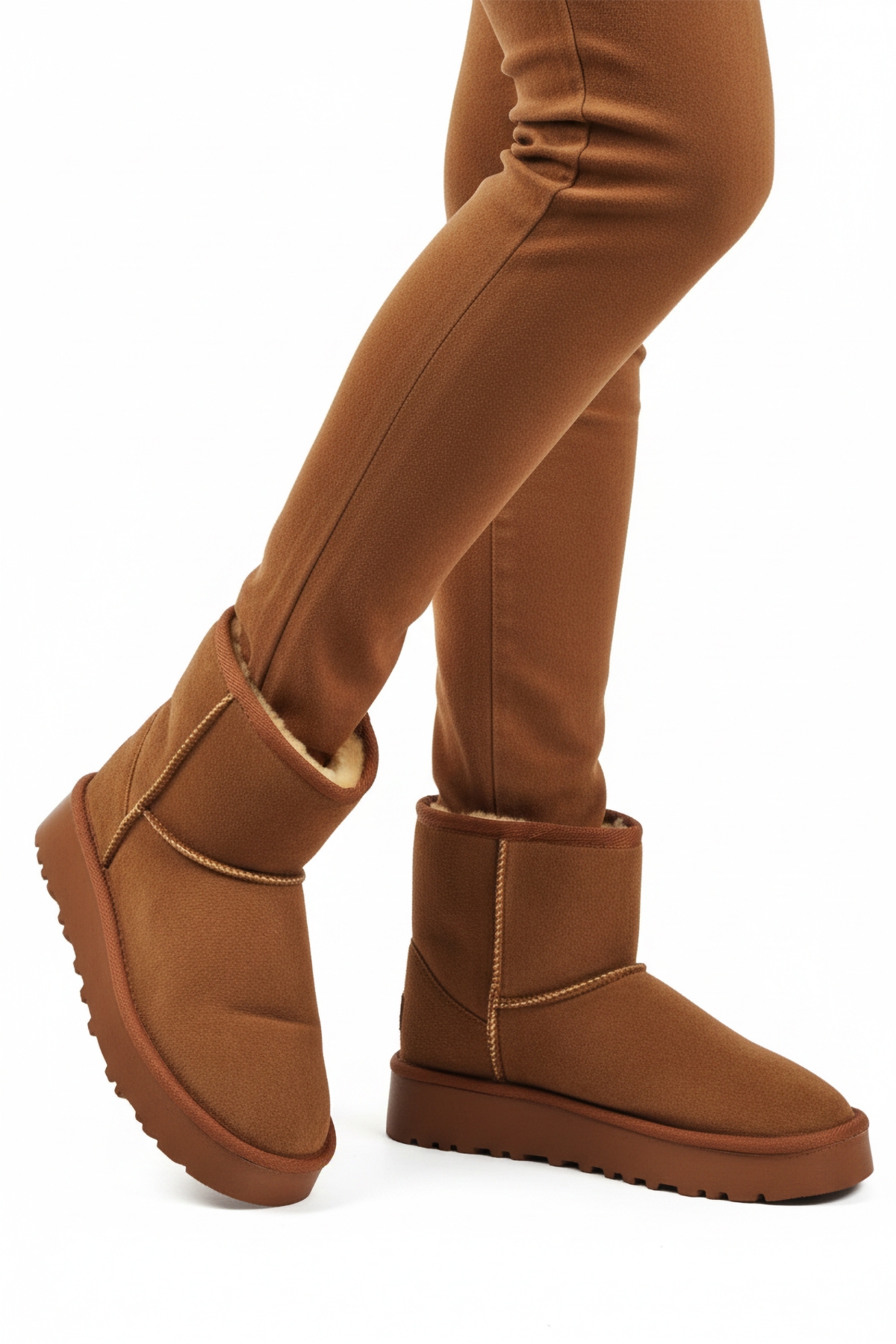 Taba Süet İçi Kürklü Soğuğa Dirençli Kaymaz Kadın Bot 696081 Z - Görsel 2