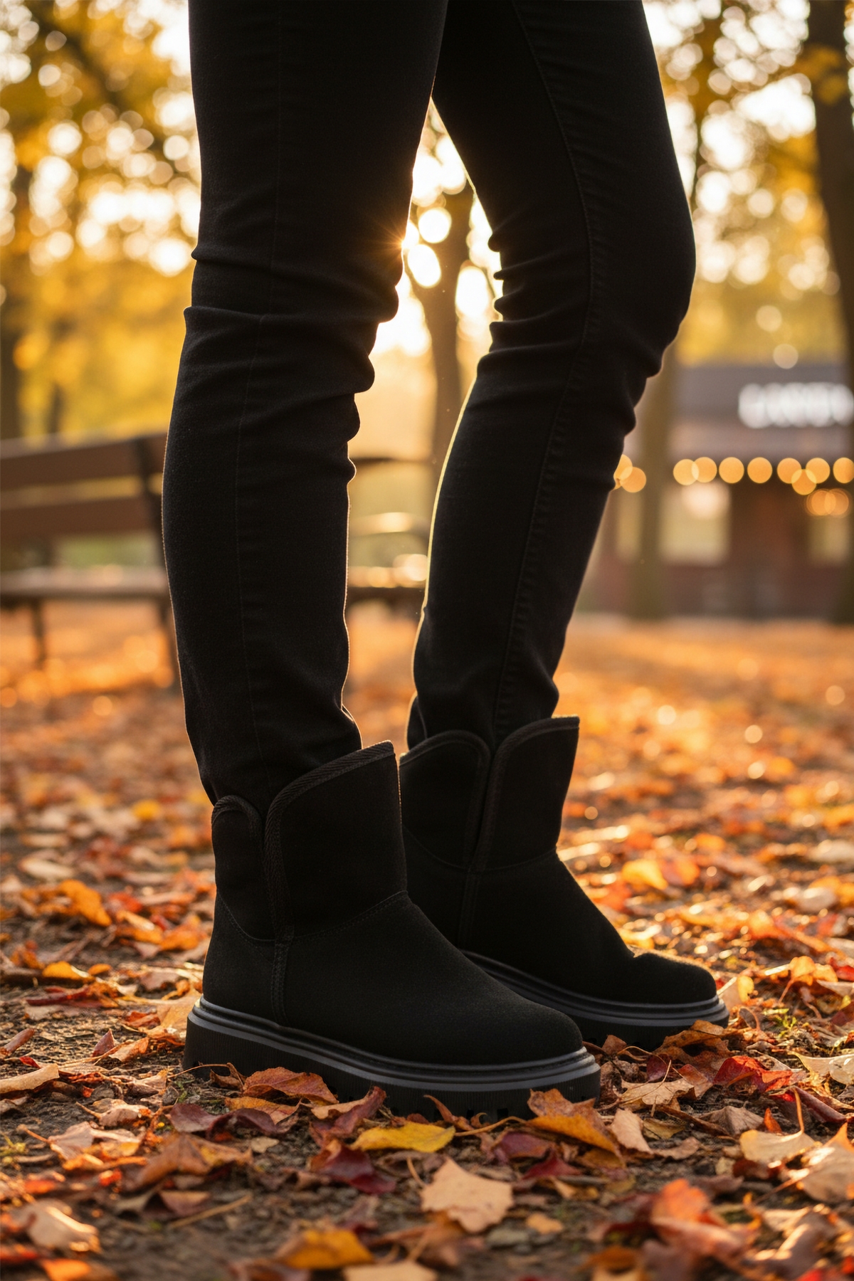 Siyah Süet İçi Kürklü Soğuğa Dirençli Kaymaz Kadın Bot 548038 Z - Görsel 4