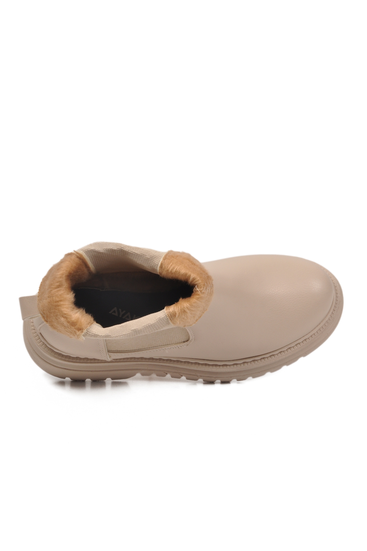 Bej Cilt Kürklü Kolay Giyilebilir Kaymaz Kadın Chelsea Bot 473093 Z - Görsel 5