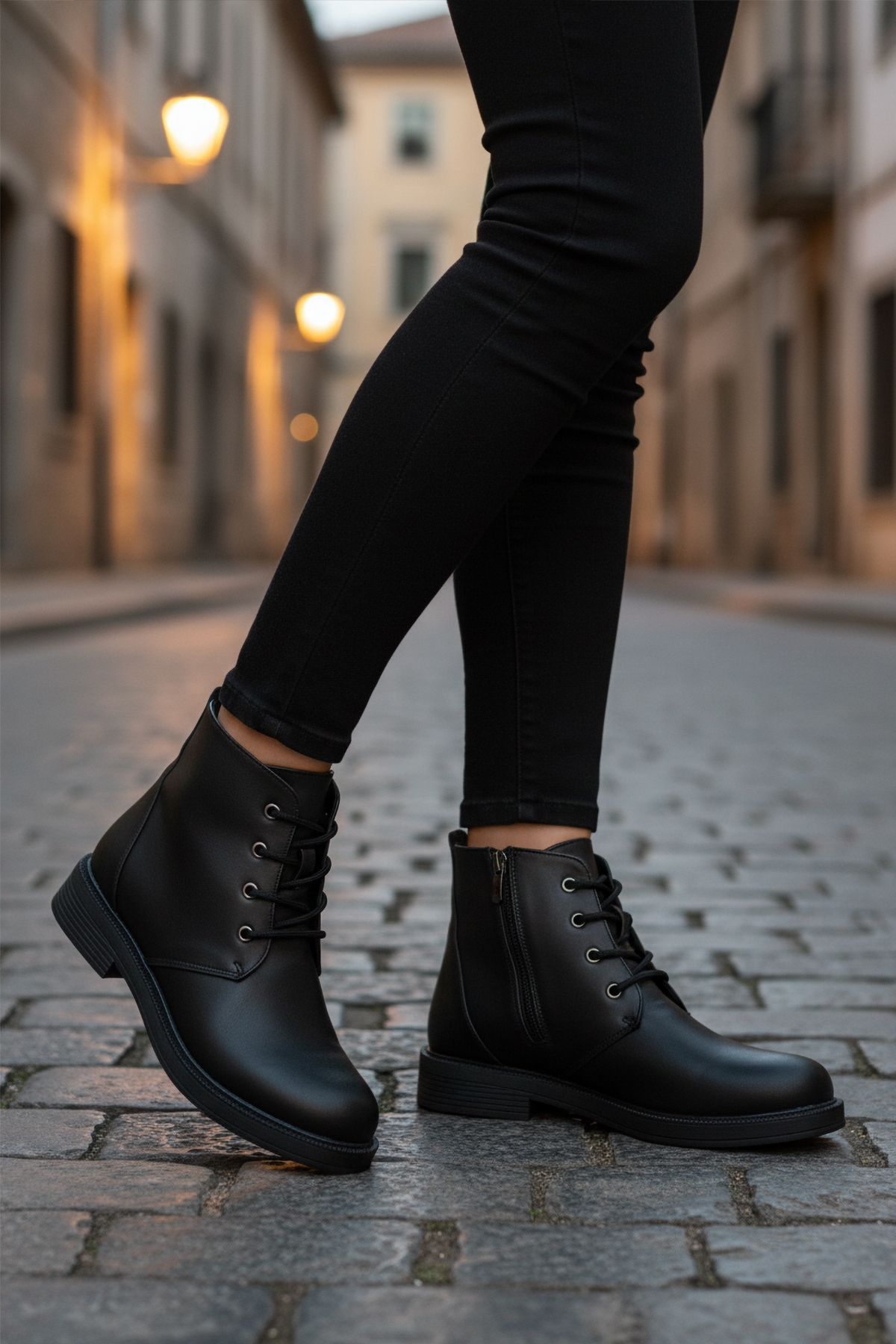 Siyah Bağcıklı Fermuarlı Kaymaz Kadın Bot 284098 Z - Görsel 4