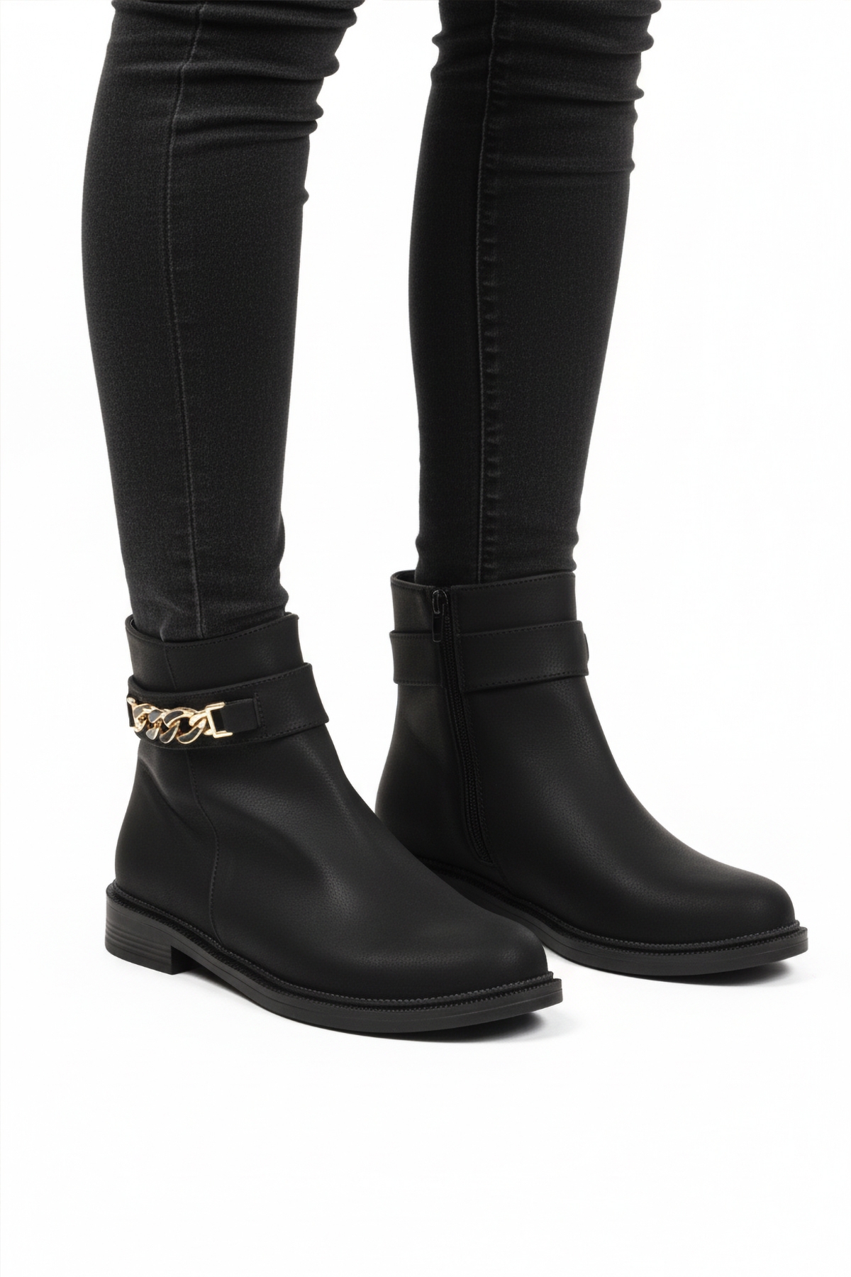 Siyah Zümrüt İçi Kürklü Fermuarlı Kaymaz Kadın Bot 636182 Z - Görsel 2
