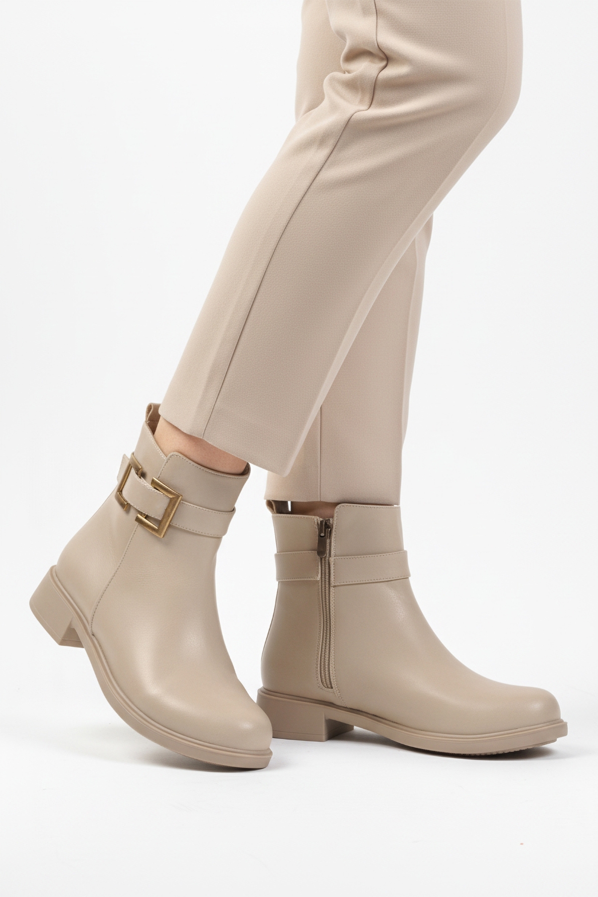 Bej Cilt Fermuarlı Kaymaz İçi Polarlı Kadın Bot 209144 Z - Görsel 2