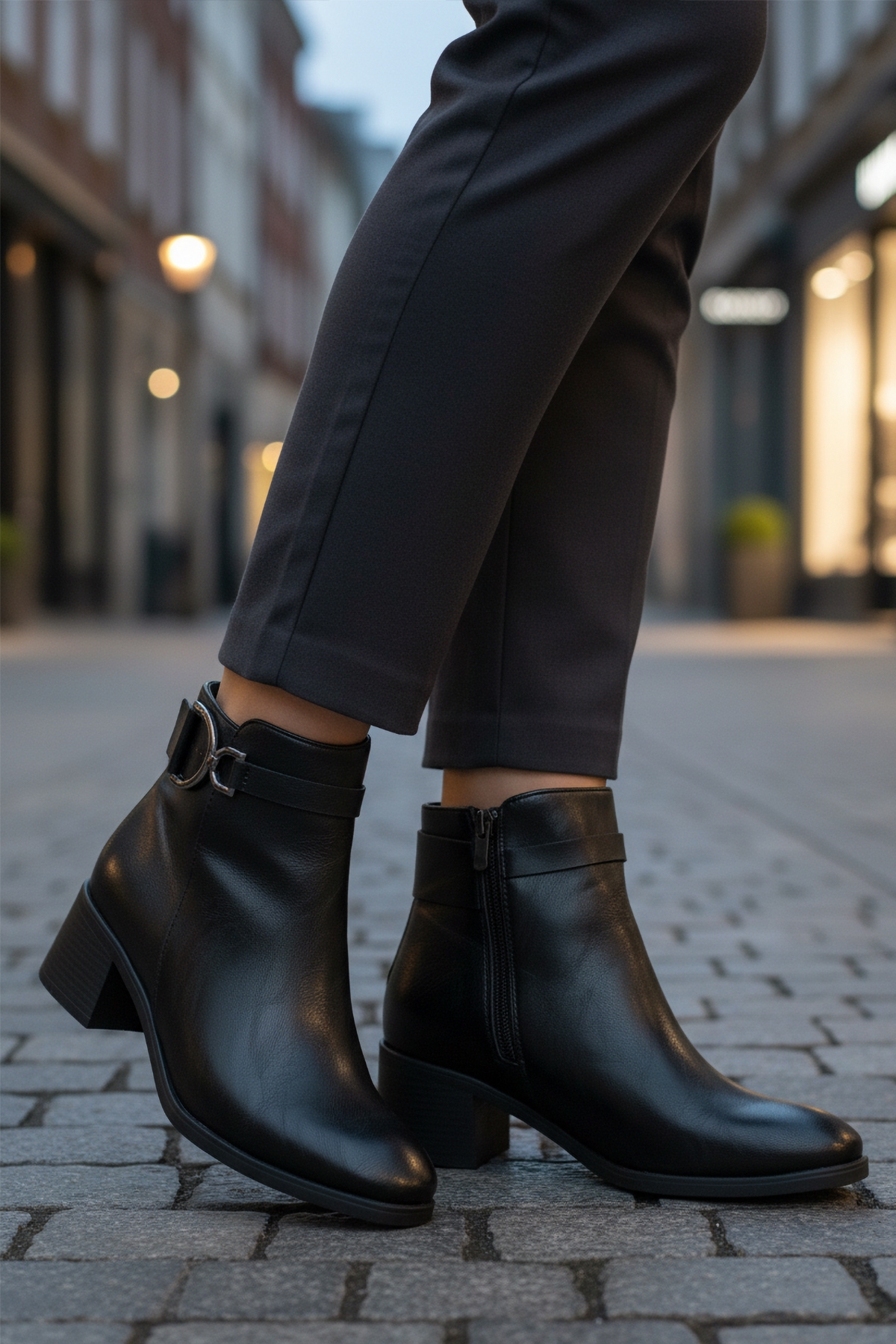 Siyah Cilt Fermuarlı Kaymaz Polarlı Kadın Topuklu Bot 417637 Z - Görsel 4