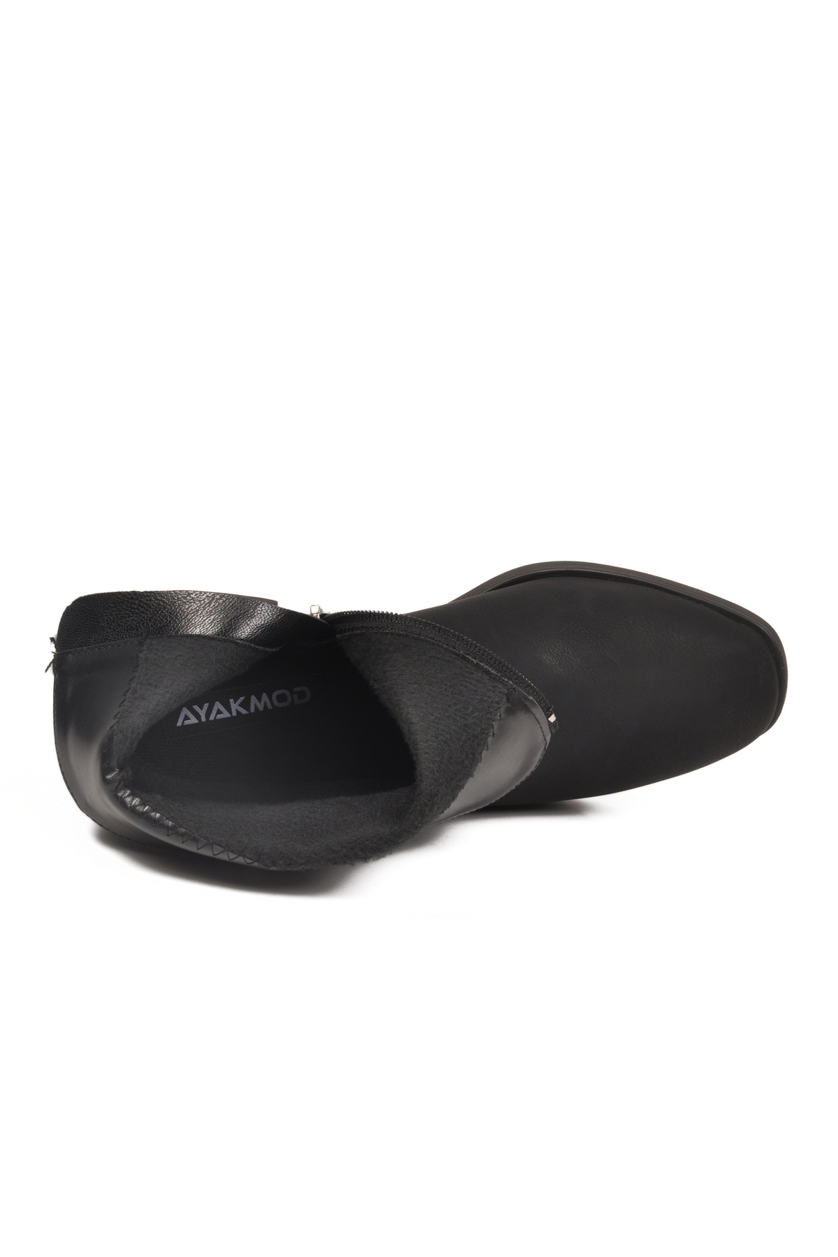 Siyah Zümrüt Fermuarlı Kaymaz Polarlı Kadın Topuklu Bot 417637 Z - Görsel 5