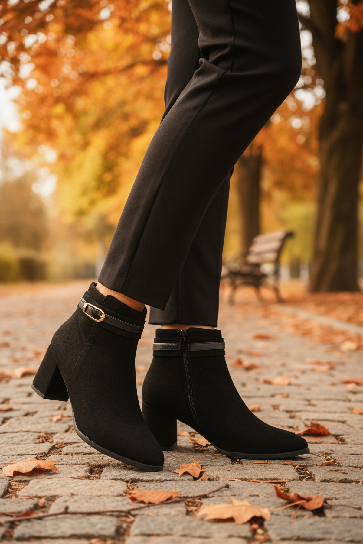 Siyah Süet Fermuarlı İçi Kürklü Kadın Topuklu Bot 547815 Z - Görsel 4