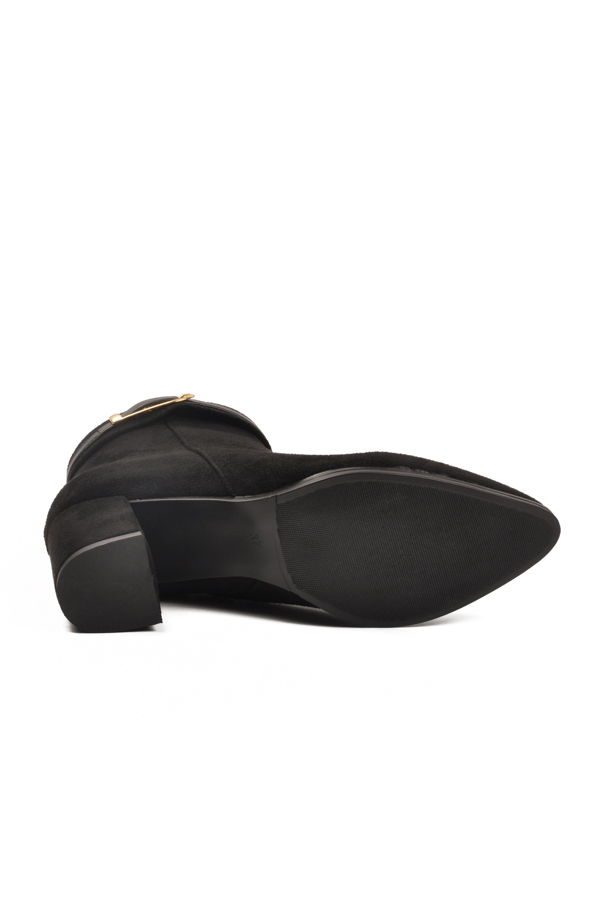 Siyah Süet Fermuarlı İçi Kürklü Kadın Topuklu Bot 547815 Z - Görsel 6