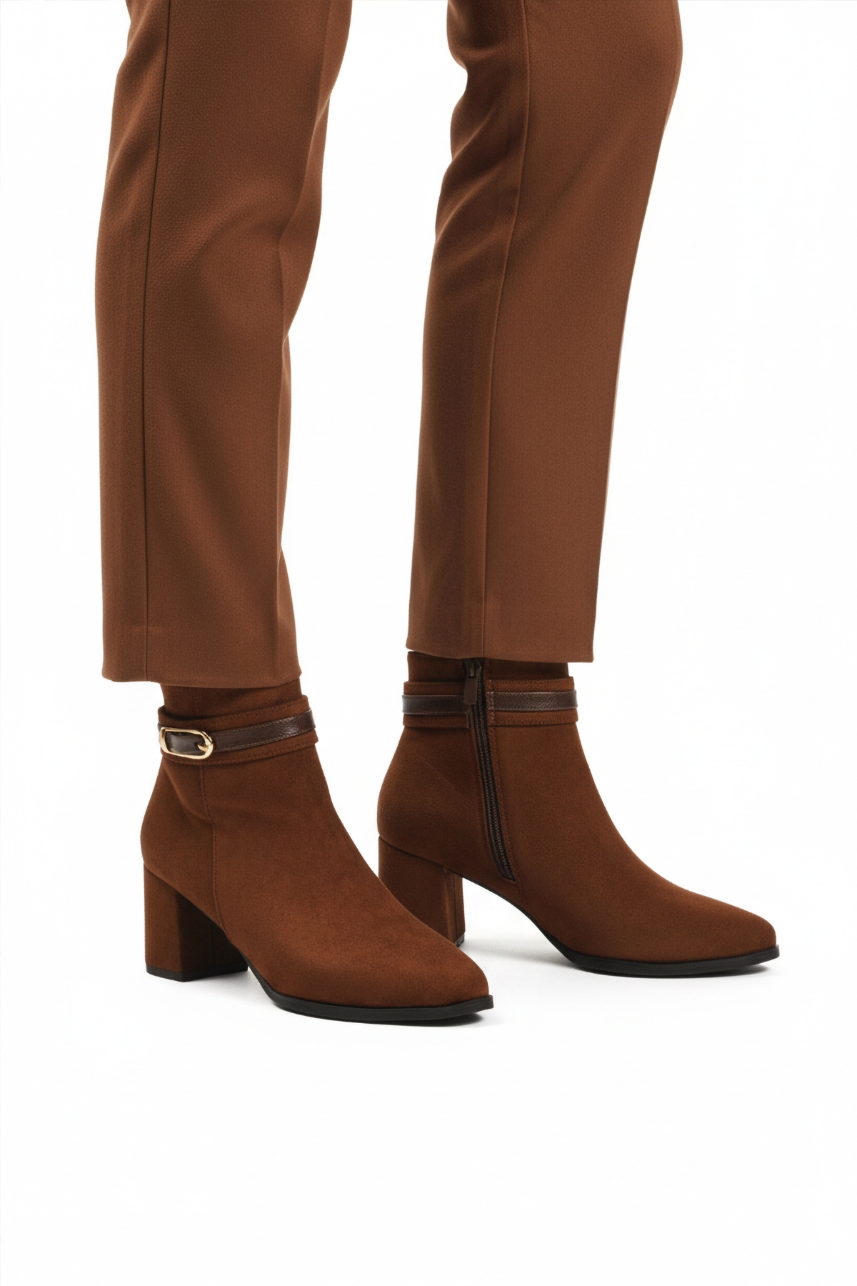 Kahve Süet Fermuarlı İçi Kürklü Kadın Topuklu Bot 547815 Z - Görsel 2