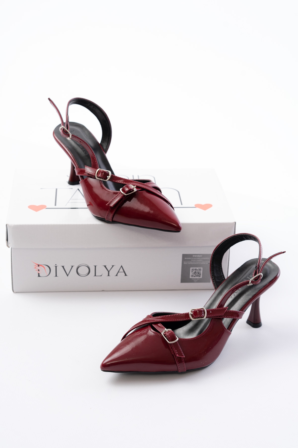 Pony Bordo Rugan ( 8 CM TOPUKLU ) Sivri Burun Kapalı Tokalı Arkası Açık Stiletto Ayakkabı - Görsel 6