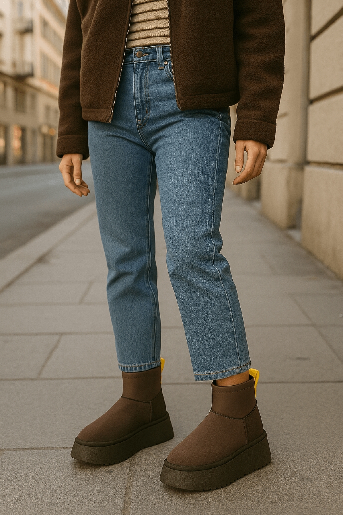 Slavia Kahverengi (4.5 CM) İçi Kürklü Streçli Günlük Kullanım Bot - Görsel 5