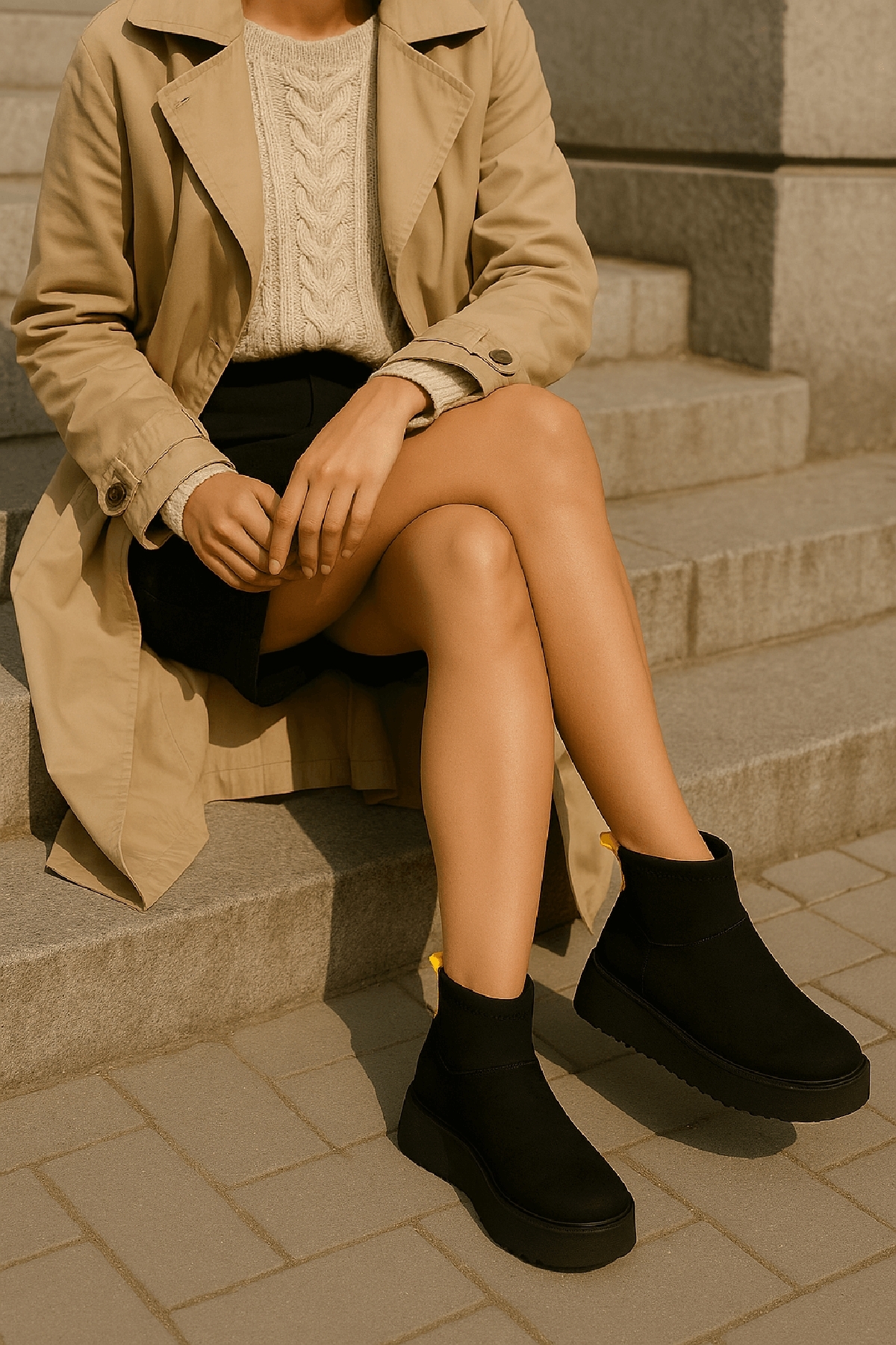 Slavia Siyah (4.5 CM) İçi Kürklü Streçli Günlük Kullanım Bot - Görsel 2