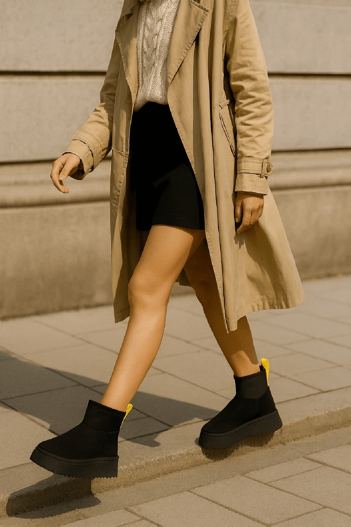 Slavia Siyah (4.5 CM) İçi Kürklü Streçli Günlük Kullanım Bot - Görsel 3