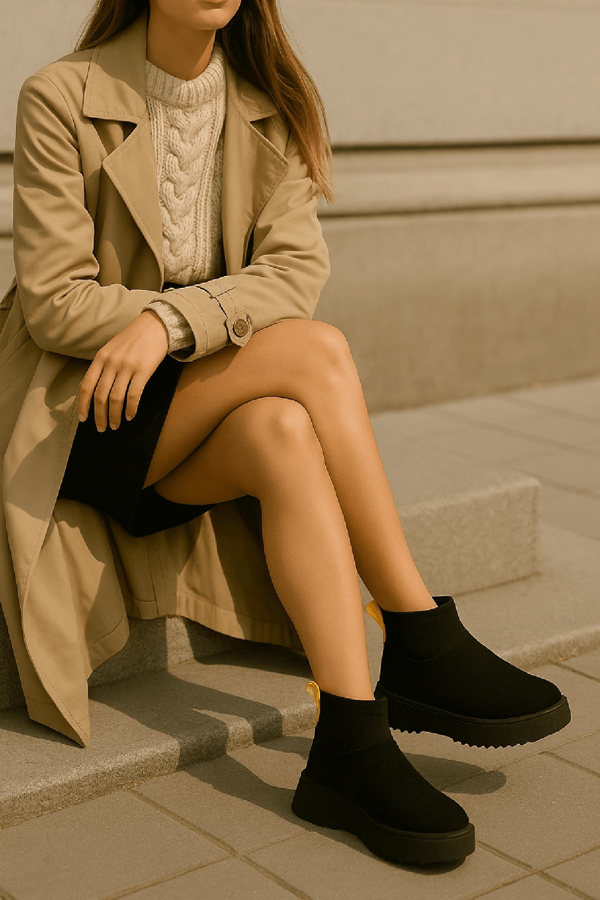 Slavia Siyah (4.5 CM) İçi Kürklü Streçli Günlük Kullanım Bot - Görsel 4