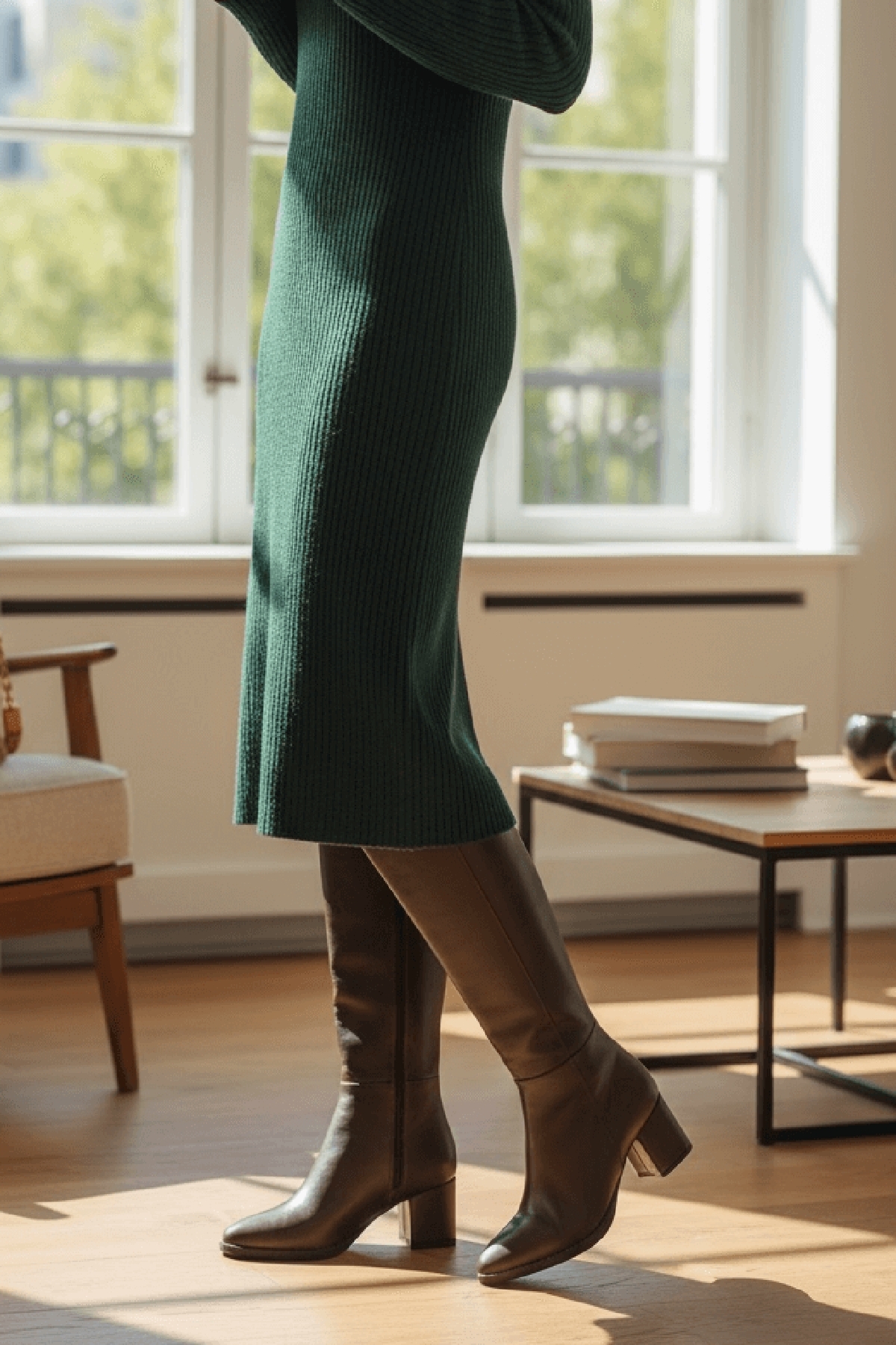 Despina Kahverengi Deri Topuklu (5 cm Topuklu ) Yanı Fermuarlı Günlük Kullanım Çizme - Görsel 3