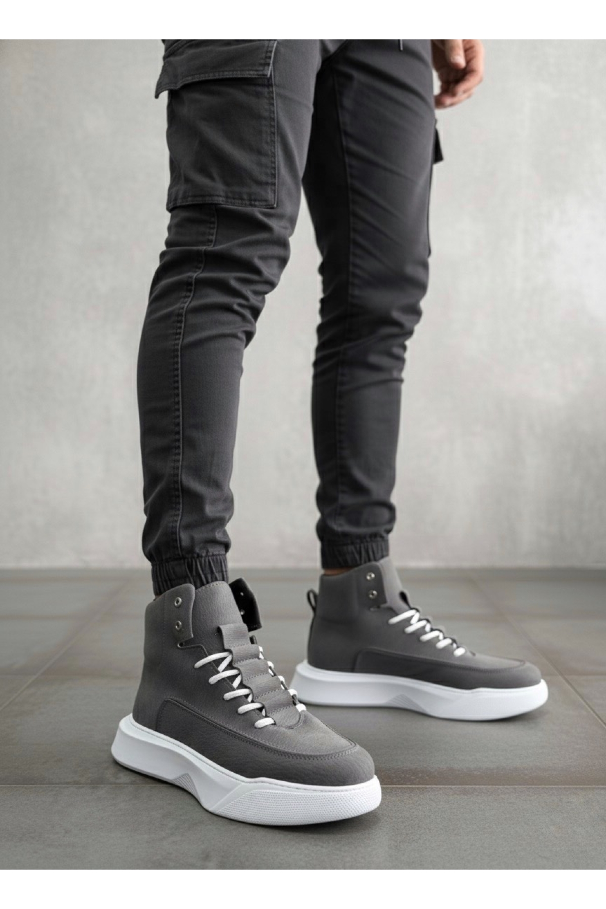 Bağcıklı Erkek Spor Bot FÜME (BEYAZ TABAN) - Görsel 2