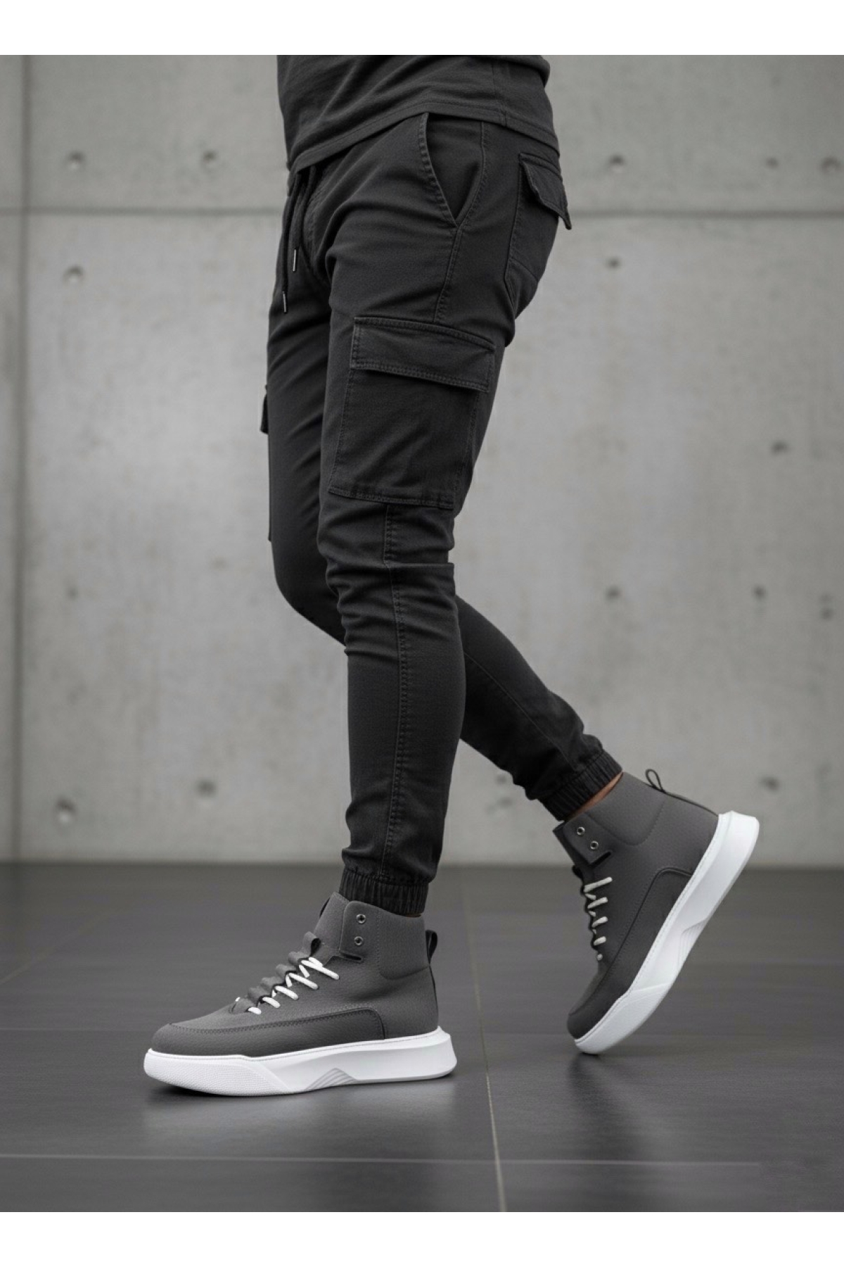 Bağcıklı Erkek Spor Bot FÜME (BEYAZ TABAN) - Görsel 4