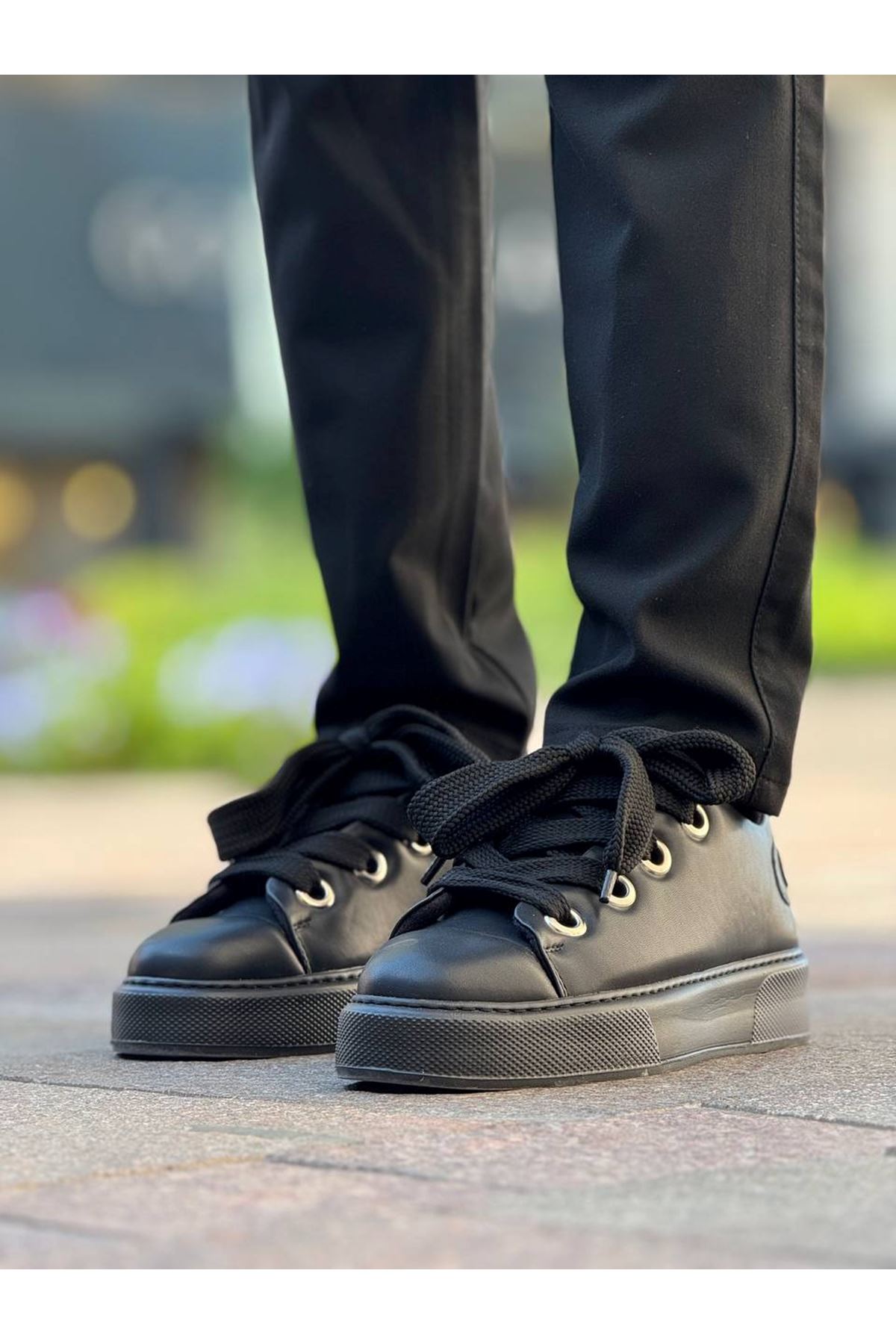 Bağcıklı Erkek Günlük Ayakkabı Siyah (Siyah Taban) - Görsel 2