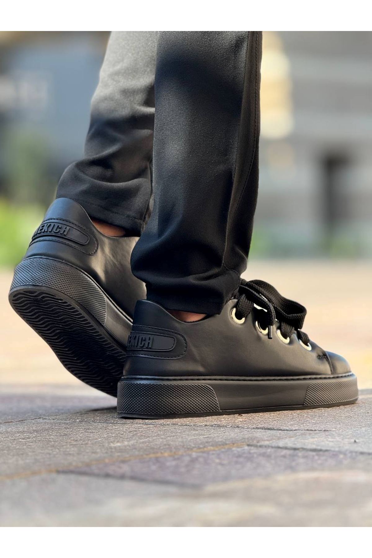 Bağcıklı Erkek Günlük Ayakkabı Siyah (Siyah Taban) - Görsel 3