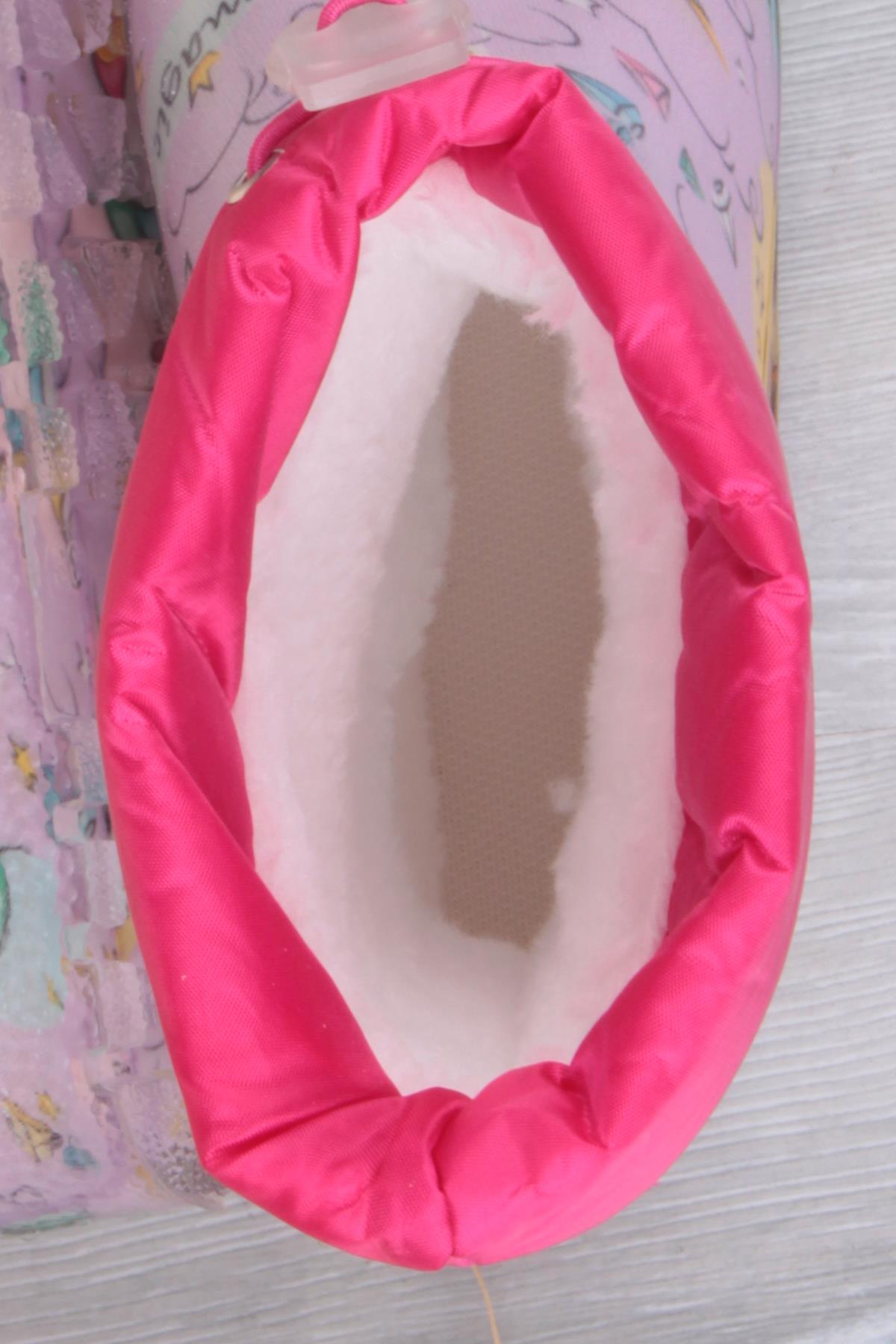 7061 Pembe Uniko Figürlü İçi Peluşlu Su Geçirmez Kız Çocuk Kar Yağmur Çizmesi - Görsel 7