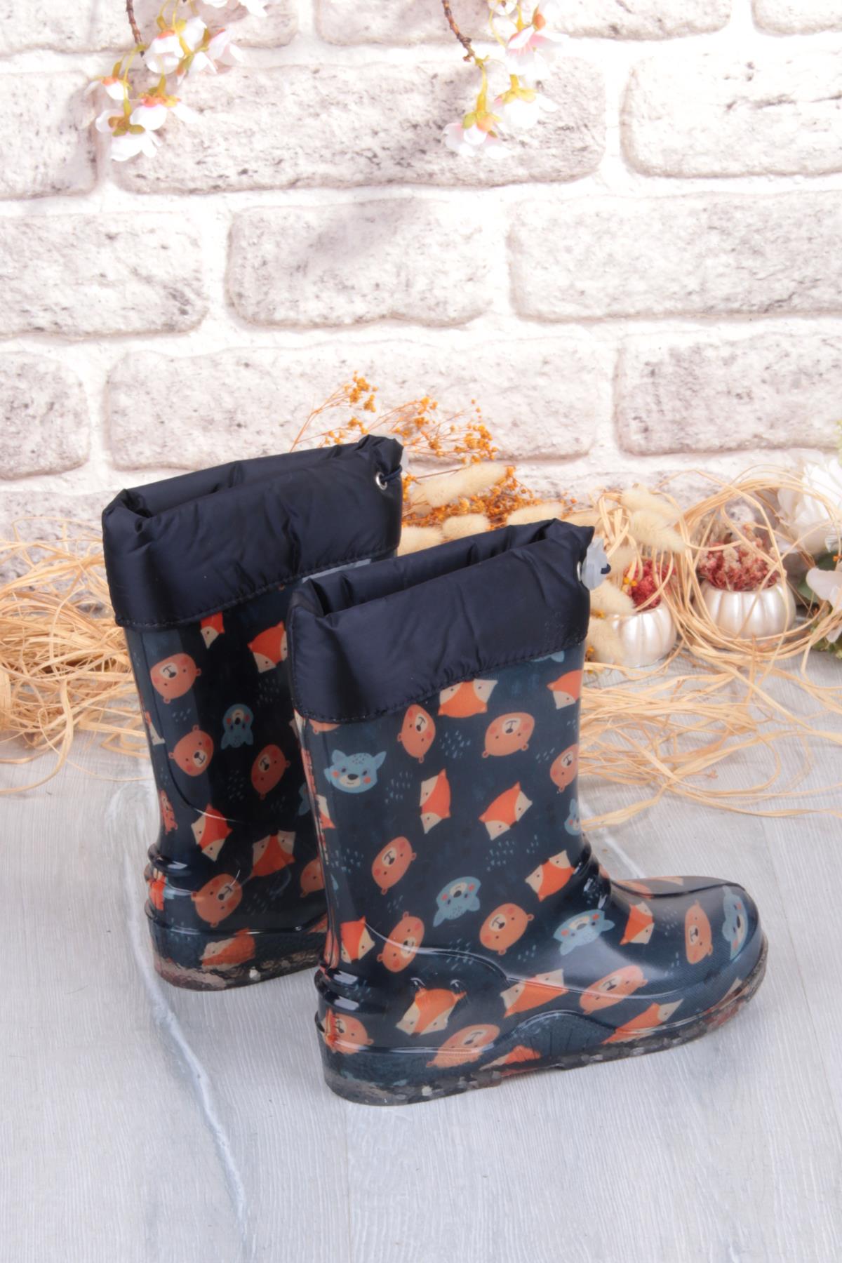 7061 Yogi Figürlü İçi Peluşlu Su Geçirmez Erkek Çocuk Kar Yağmur Çizmesi - Görsel 5