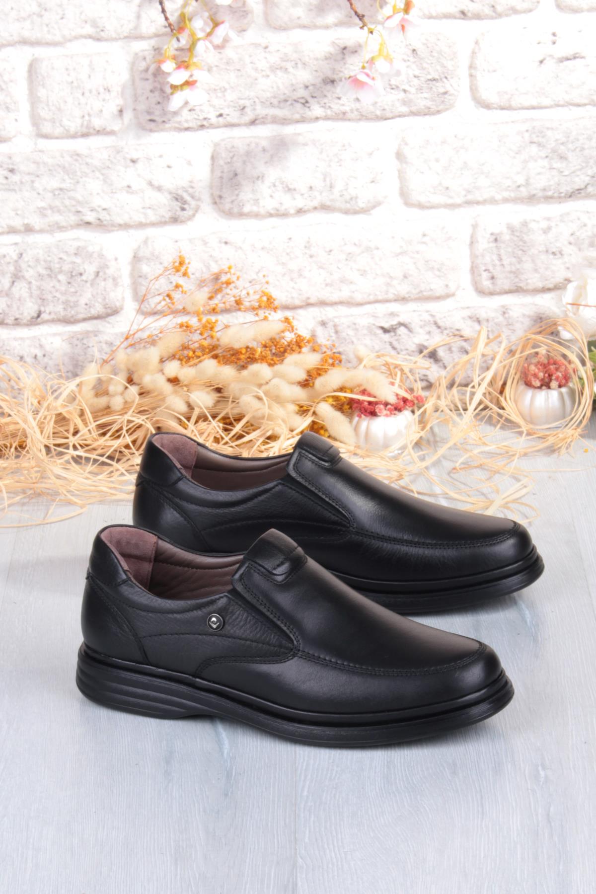 146208 Lastikli Comfy Orijinal Ürün Rahat Yumuşak Hakiki Deri Erkek Ayakkabı - Görsel 2