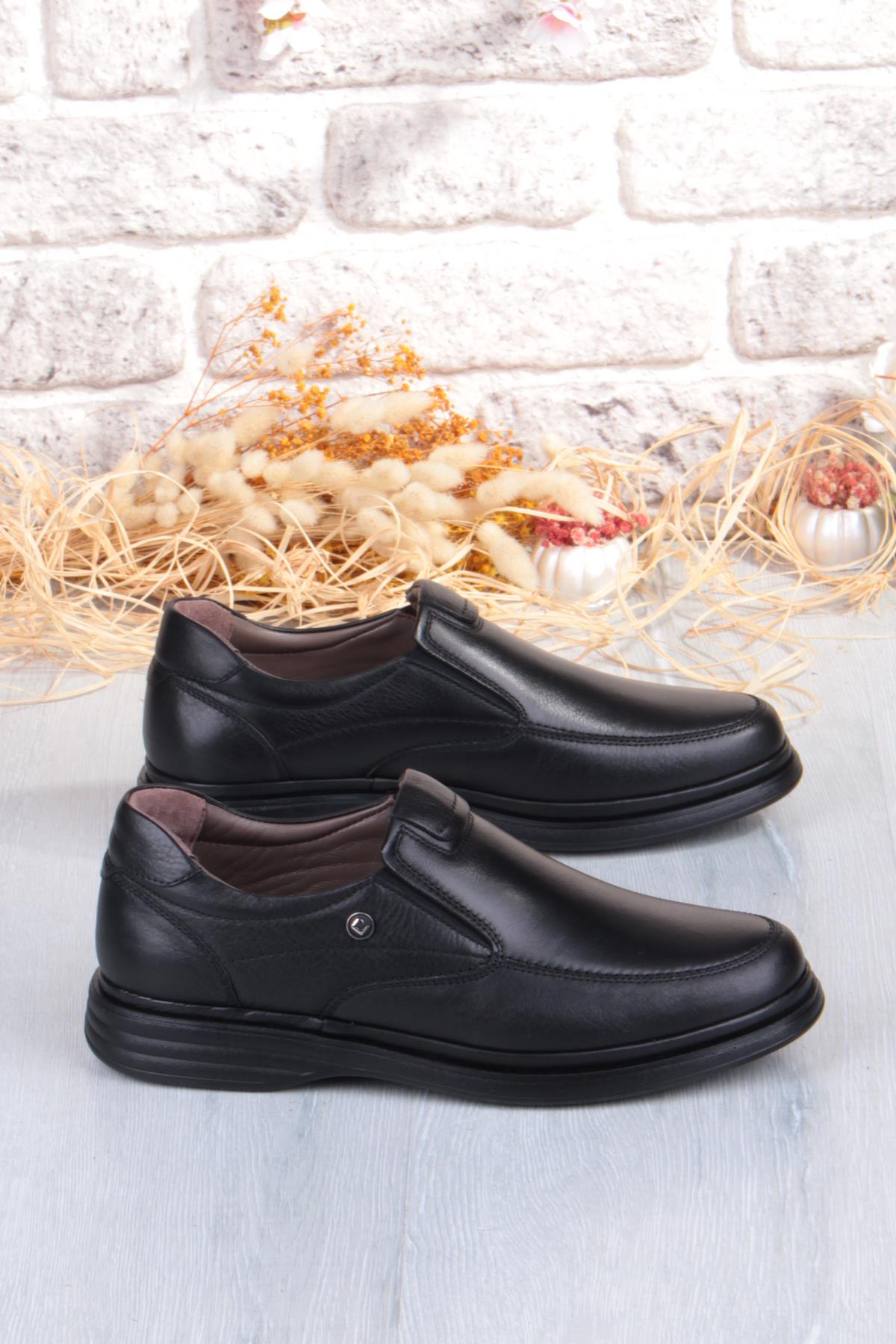 146208 Lastikli Comfy Orijinal Ürün Rahat Yumuşak Hakiki Deri Erkek Ayakkabı - Görsel 3