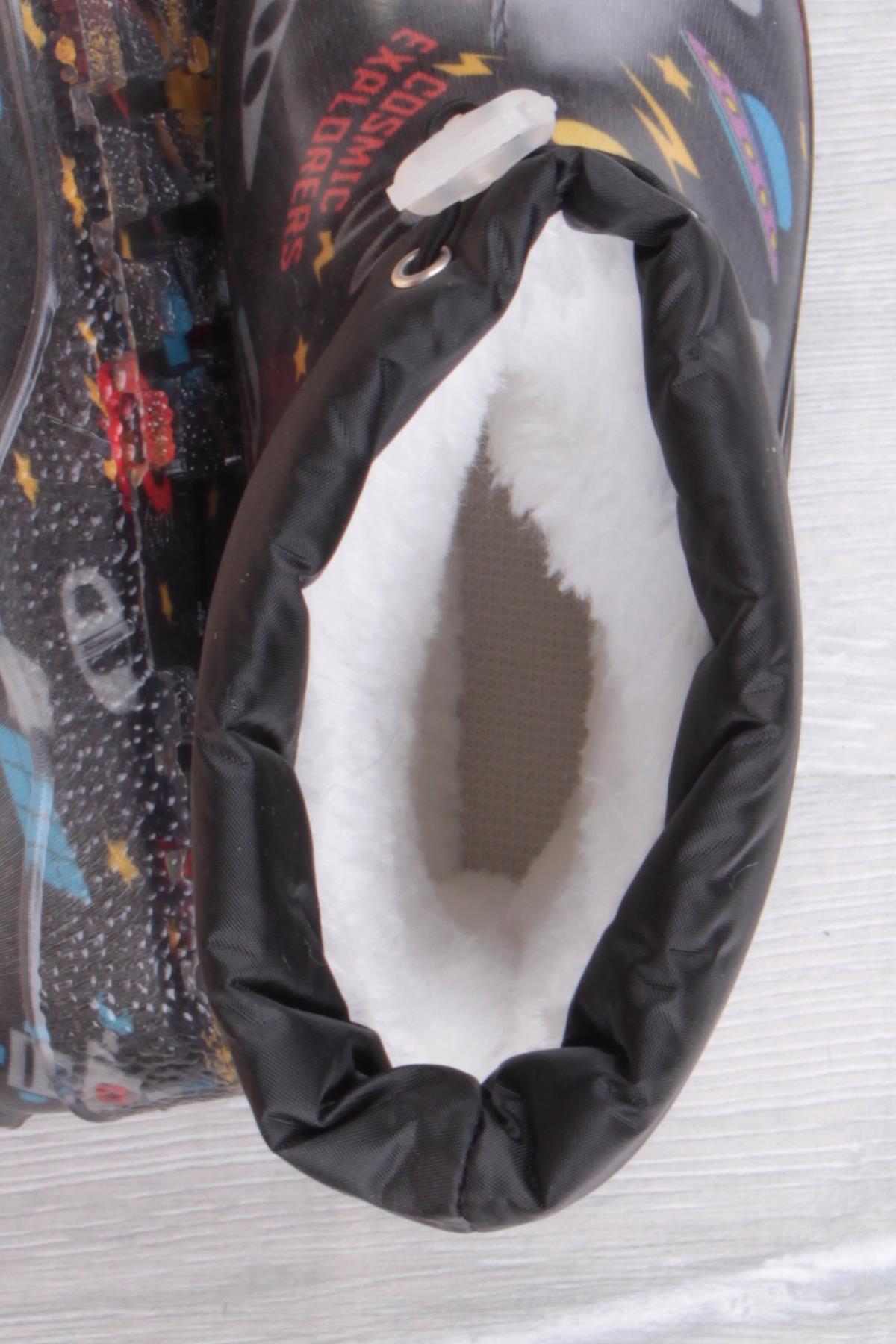 7061 Siyah Füze İçi Peluşlu Su Geçirmez Erkek Çocuk Kar Yağmur Çizmesi - Görsel 7