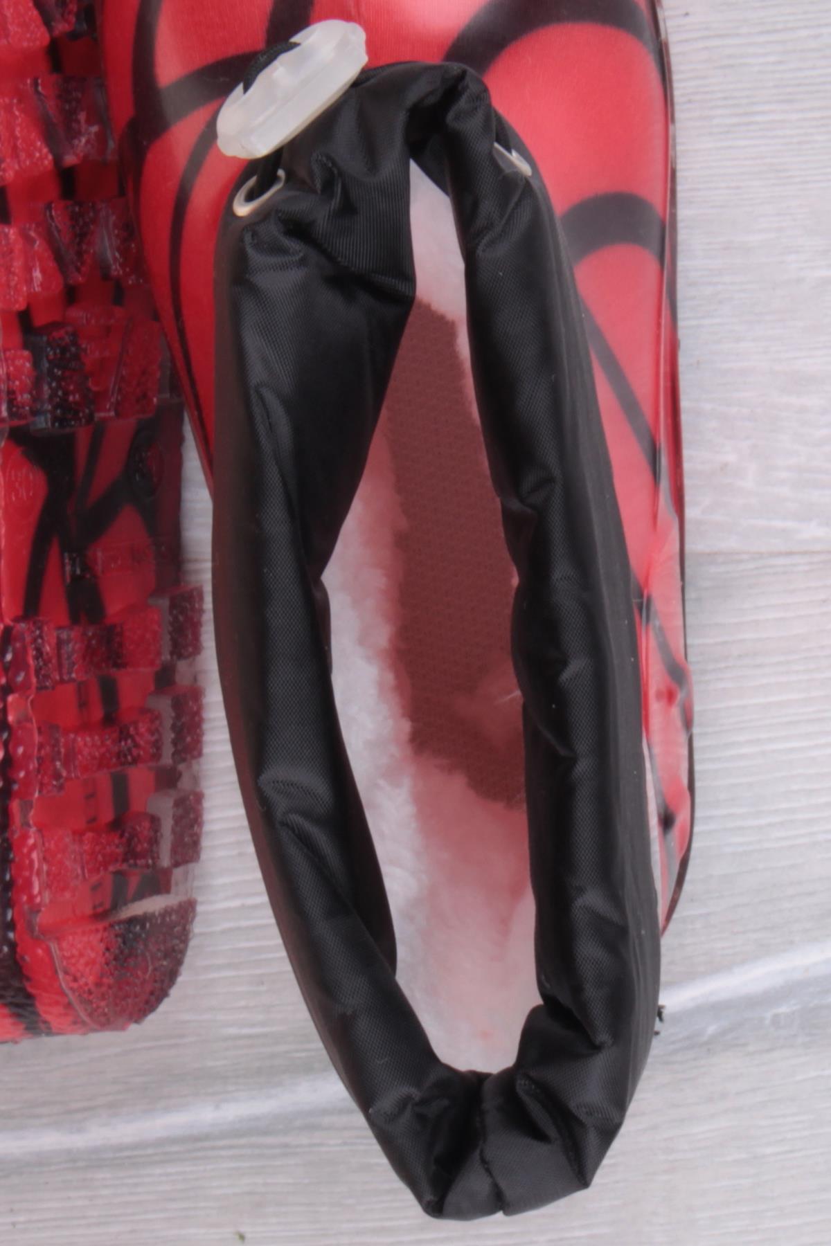 7061 Kırmızı Desenli İçi Peluşlu Su Geçirmez Erkek Çocuk Kar Yağmur Çizmesi - Görsel 7