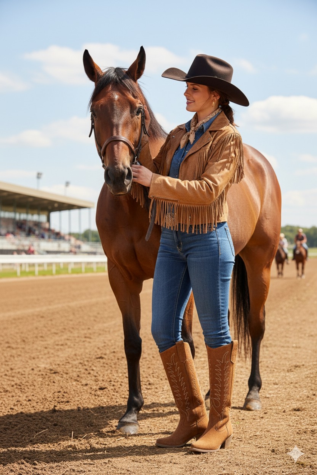TEXAS Sivri Burun Nakışlı Kalın Topuklu Kadın Kovboy Western Çizme - Görsel 6
