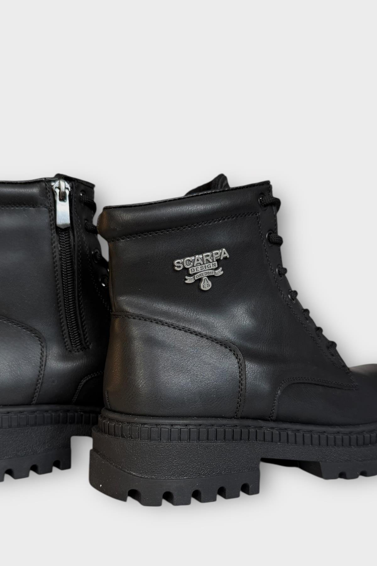 Kalın Taban Bağcıklı Fermuarlı Kadın Bot SİYAH - Görsel 7