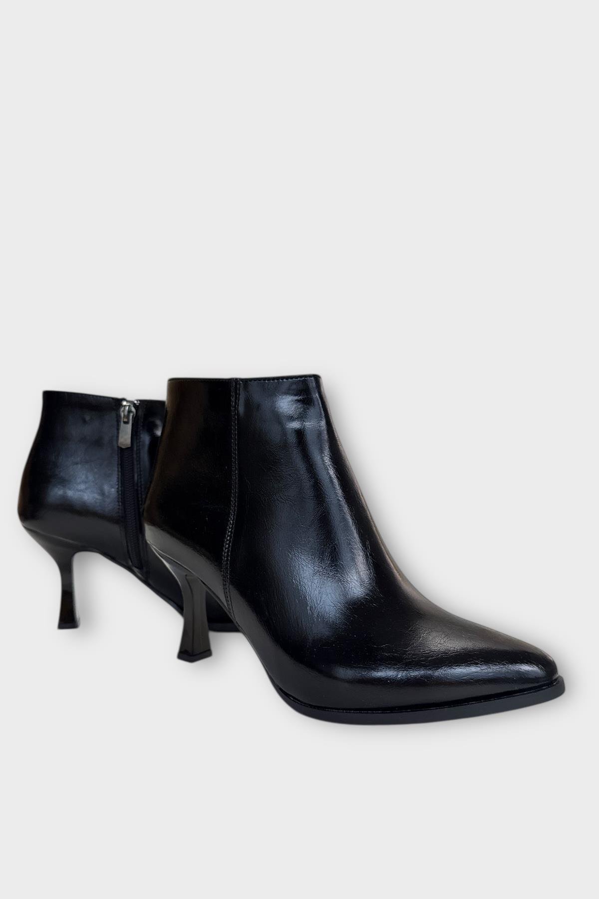 Topuklu Fermuarlı Kadın Bot (8 Cm) SİYAH - SİYAH - Görsel 3