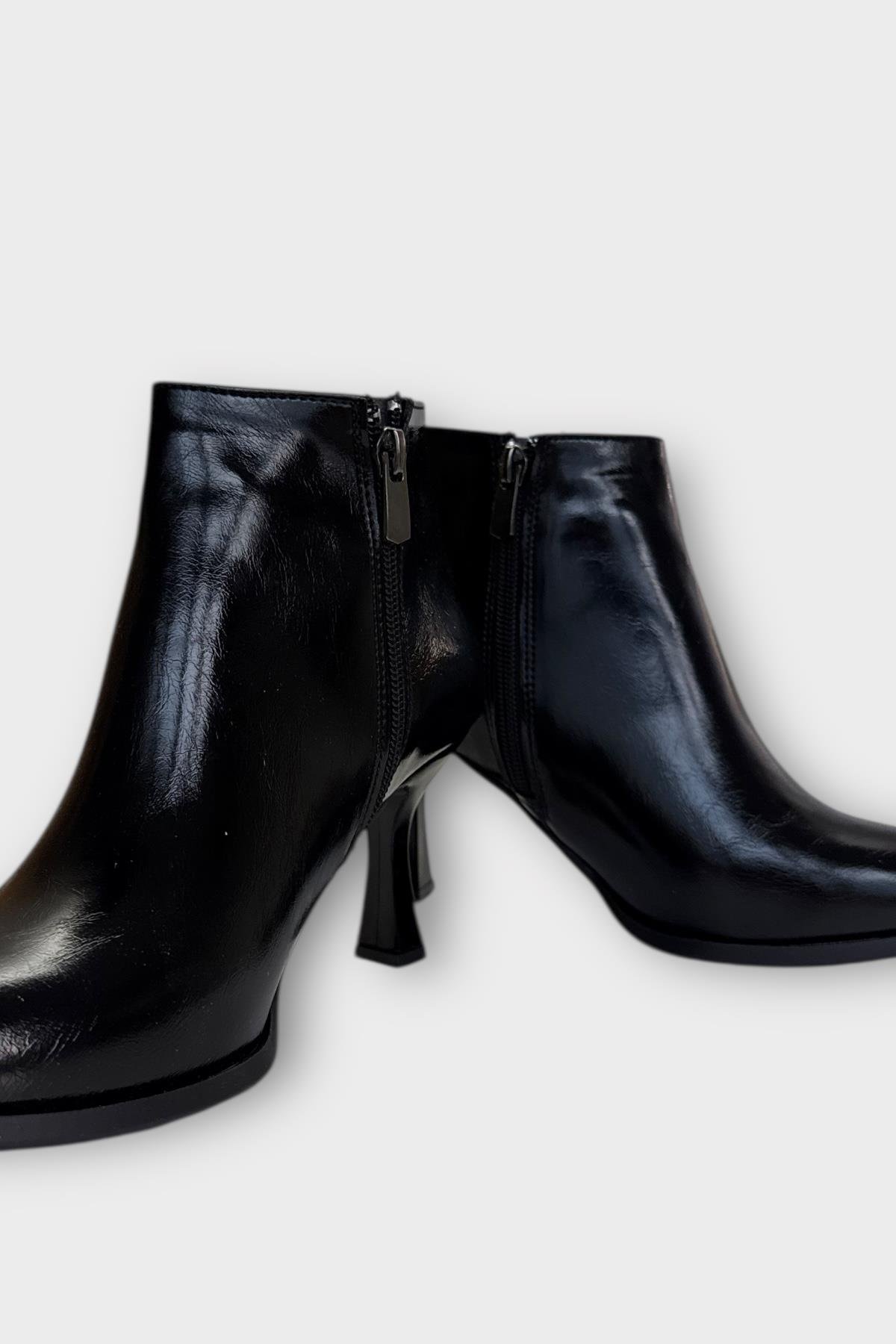 Topuklu Fermuarlı Kadın Bot (8 Cm) SİYAH - SİYAH - Görsel 4