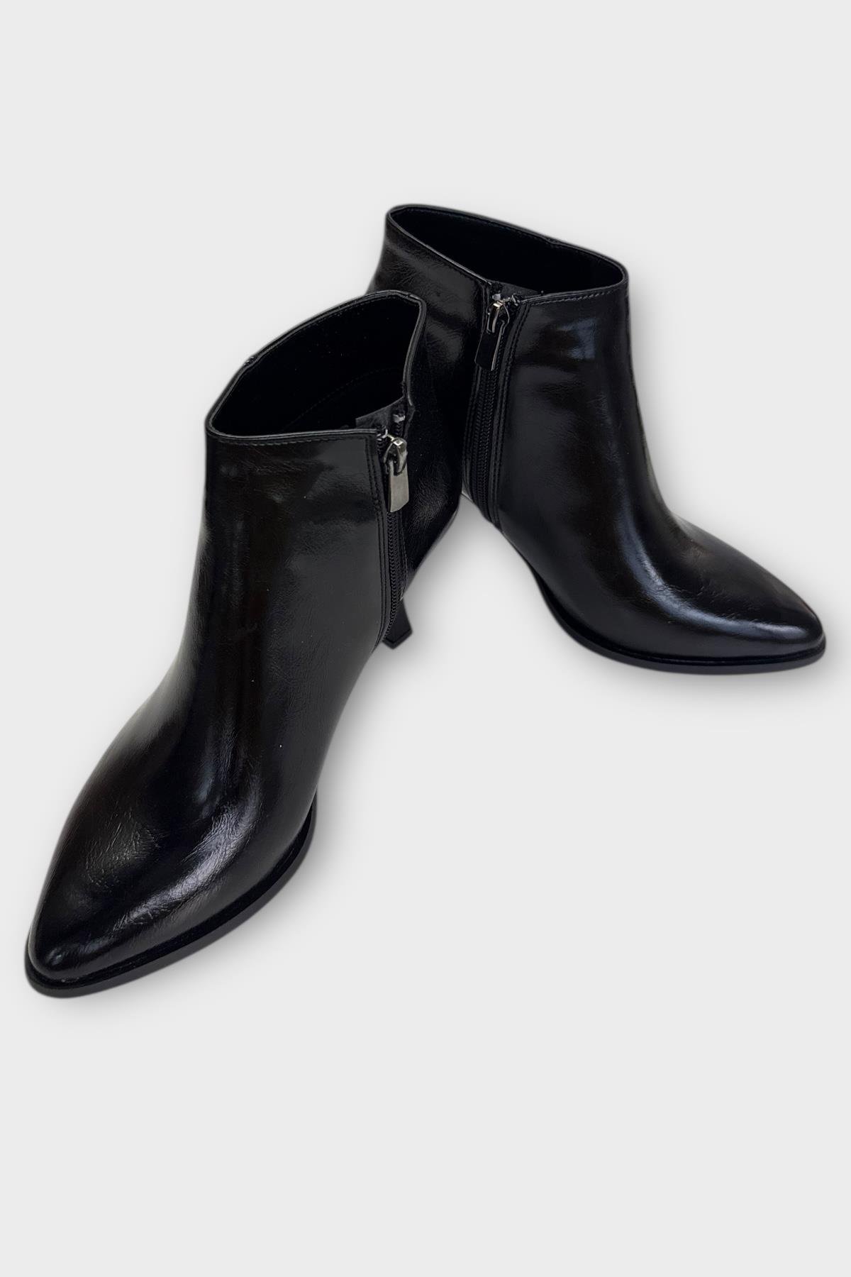 Topuklu Fermuarlı Kadın Bot (8 Cm) SİYAH - SİYAH - Görsel 5