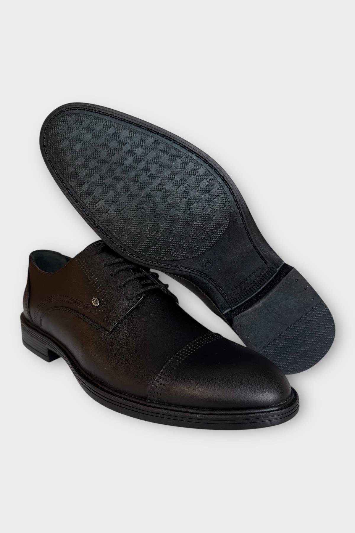 Erkek Hakiki Deri Bağcıklı Ayakkabı SİYAH - Görsel 7