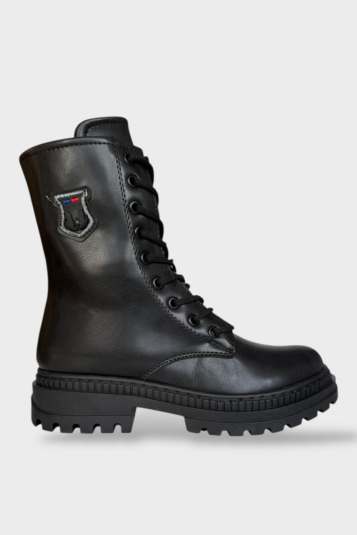 Kışlık Yandan Fermuarlı Uzun Kadın Bot SİYAH - SİYAH - Görsel 2