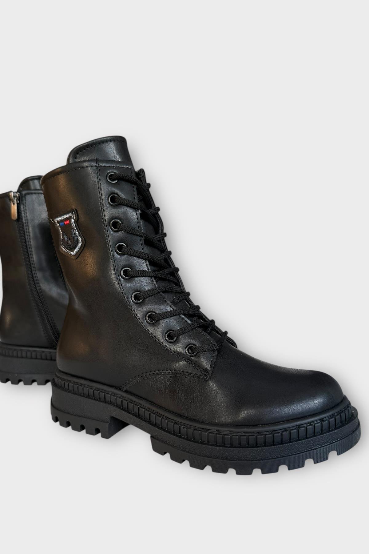 Kışlık Yandan Fermuarlı Uzun Kadın Bot SİYAH - SİYAH - Görsel 3