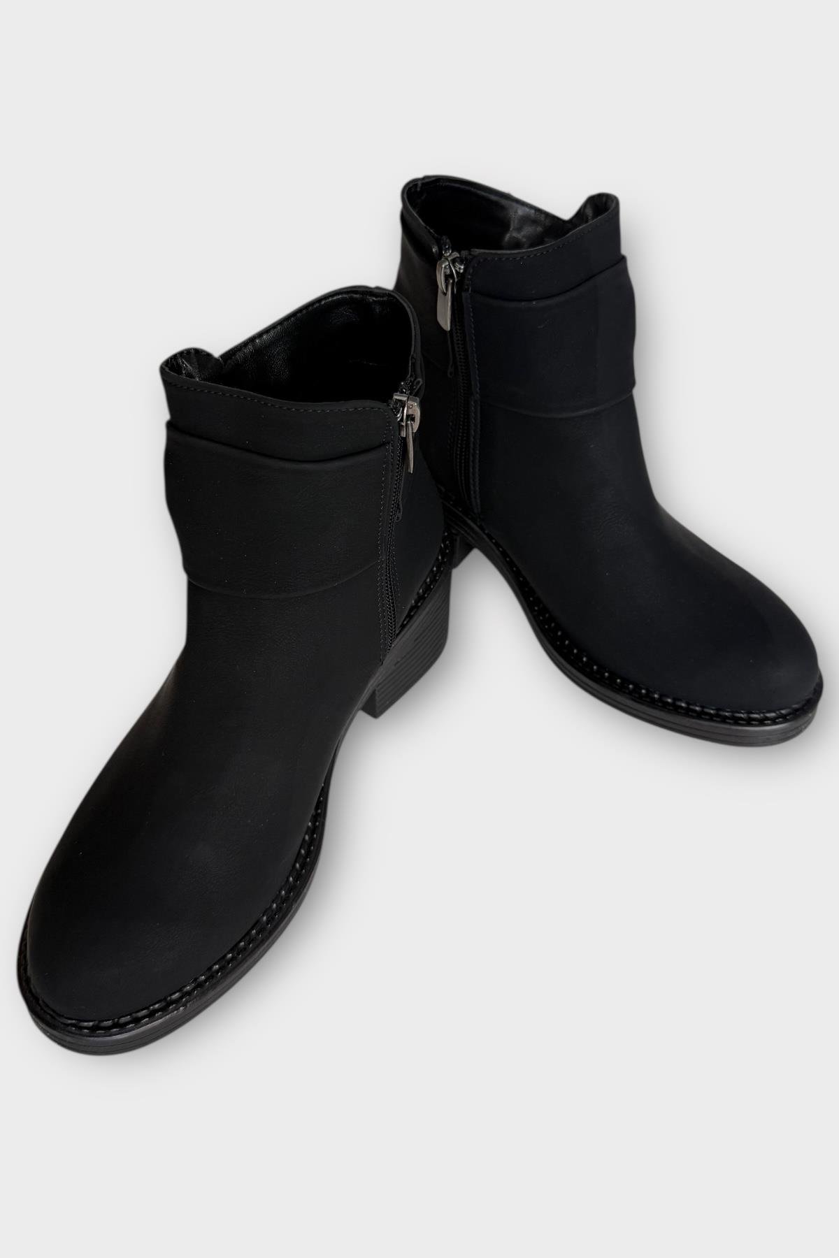 Taş Detaylı Kalın Topuklu Kadın Bot SİYAH - FÜME - Görsel 5