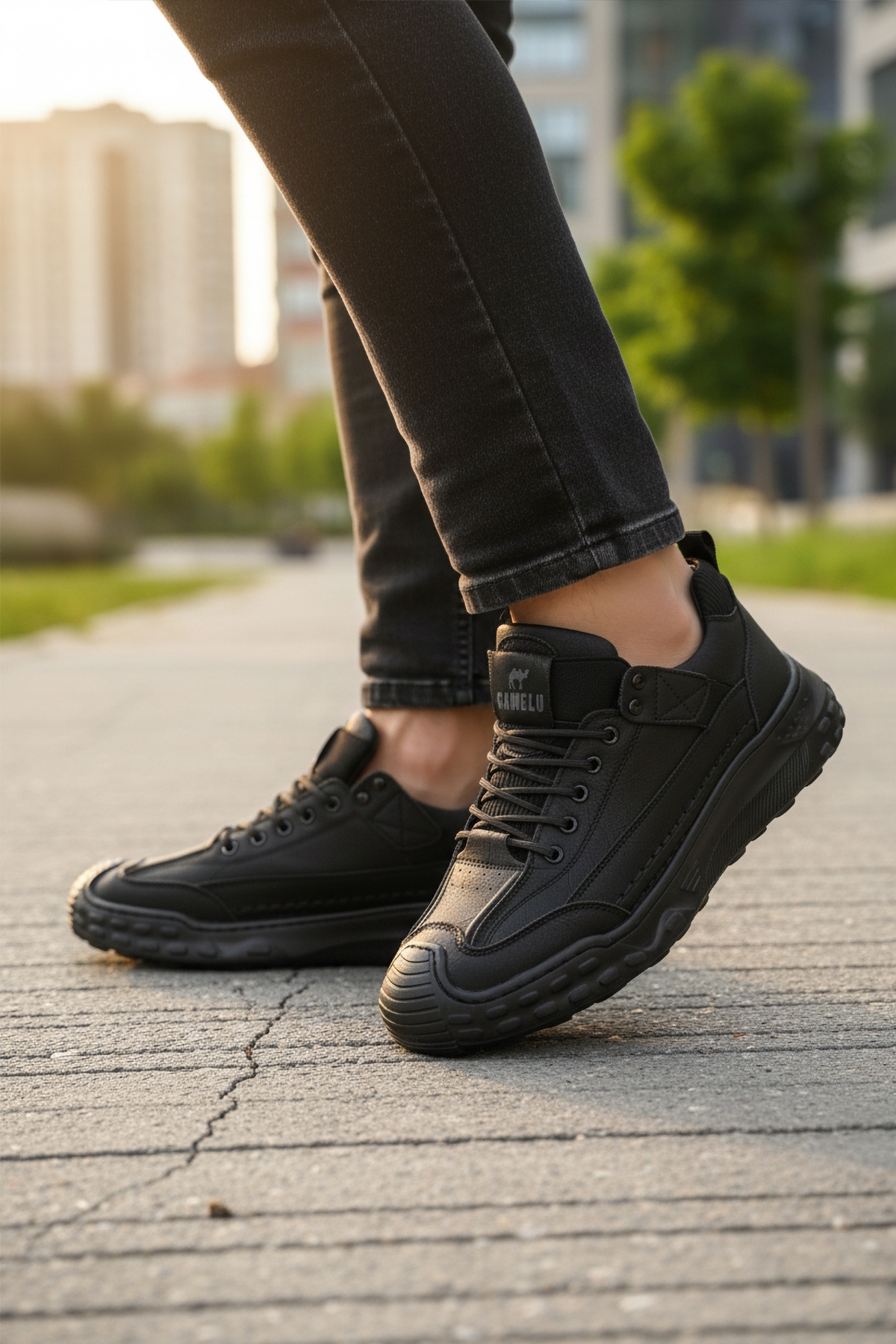 Siyah Hakiki Deri Erkek Casual Ayakkabı - Görsel 4