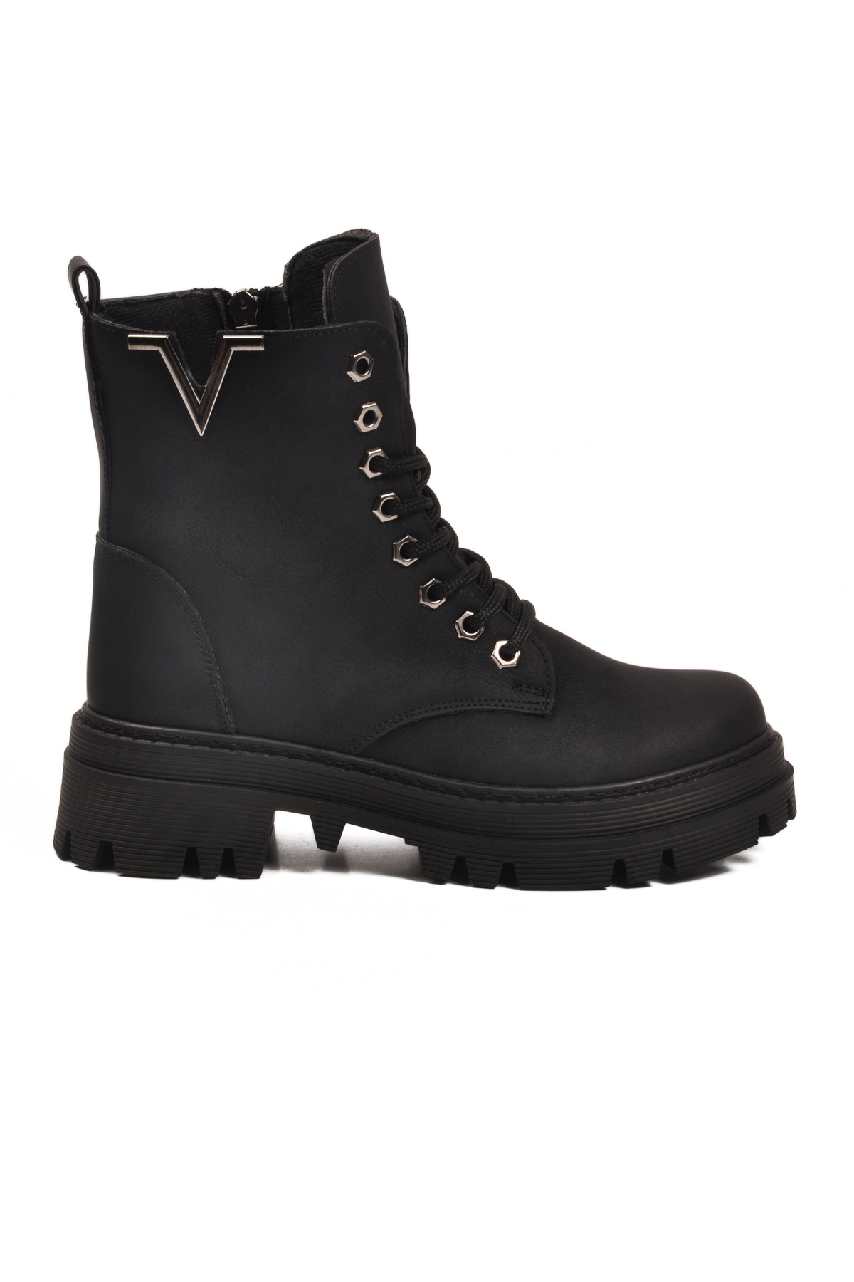 Aspor Siyah Zümrüt Bağcıklı Fermuarlı Kadın Worker Bot - Görsel 3