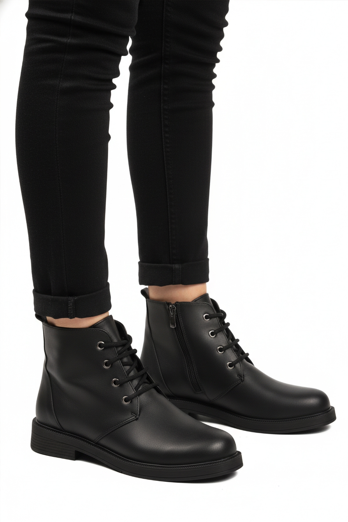 Aspor Siyah Bağcıklı Fermuarlı Kadın Topuklu Bot - Görsel 2