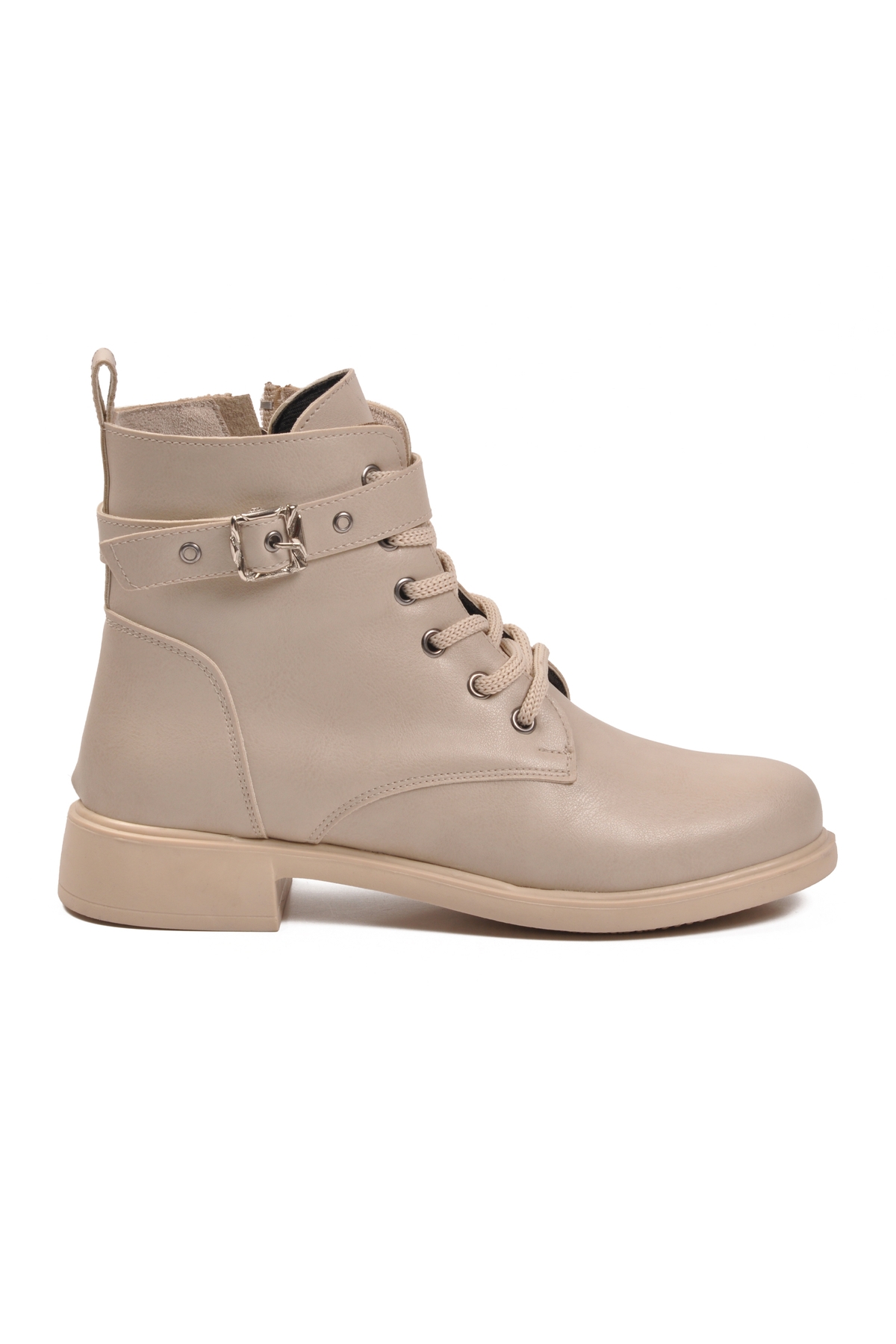 Aspor Bej İçi Polarlı Fermuarlı Kadın Topuklu Bot - Görsel 3
