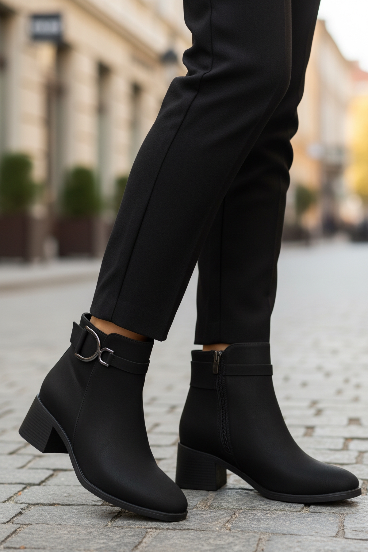 Aspor Siyah Zümrüt Fermuarlı Polarlı Kadın Topuklu Bot - Görsel 4