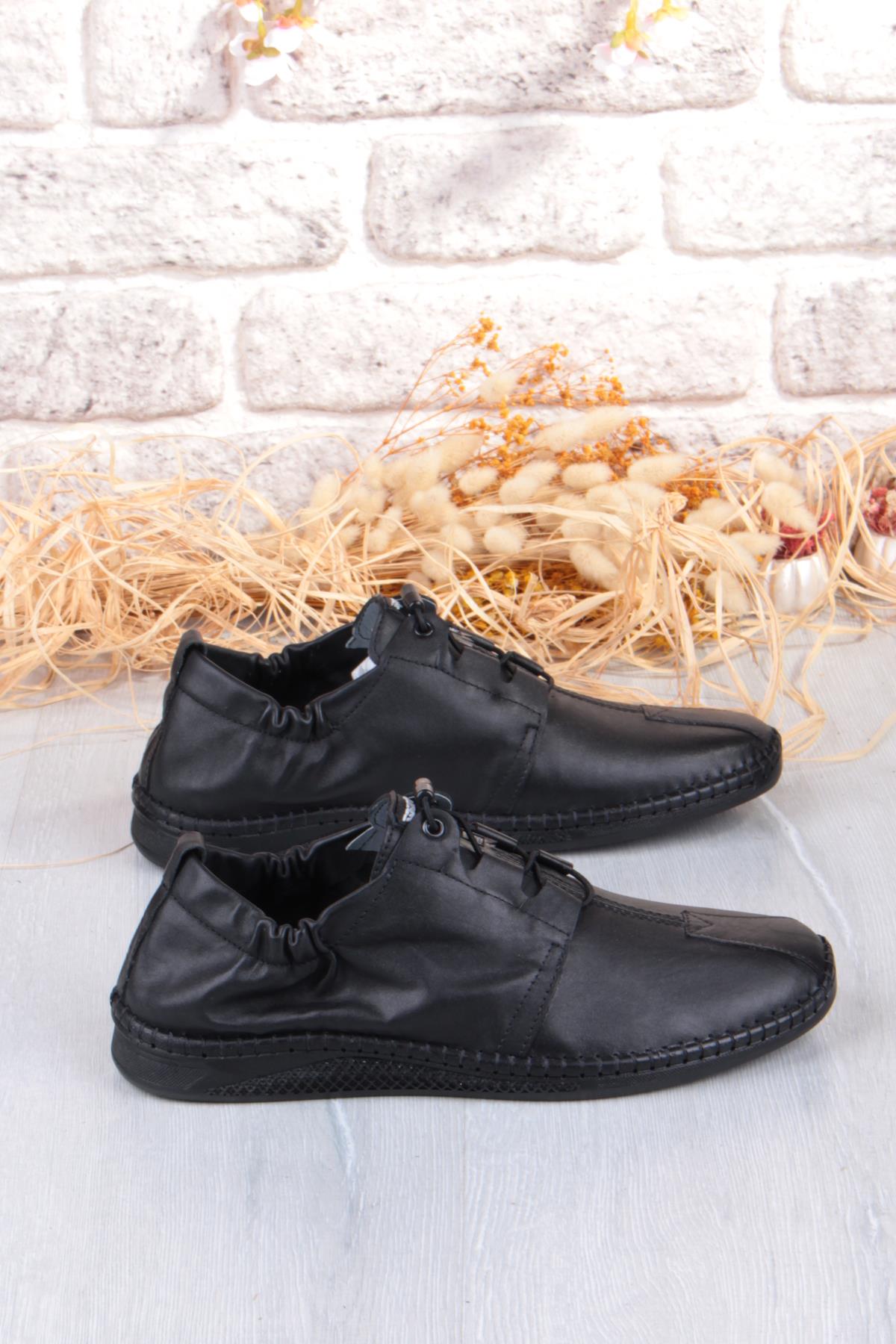 42613 Lastikli Comfort Rahat Esnek Hakiki Deri Erkek Ayakkabı - Görsel 3