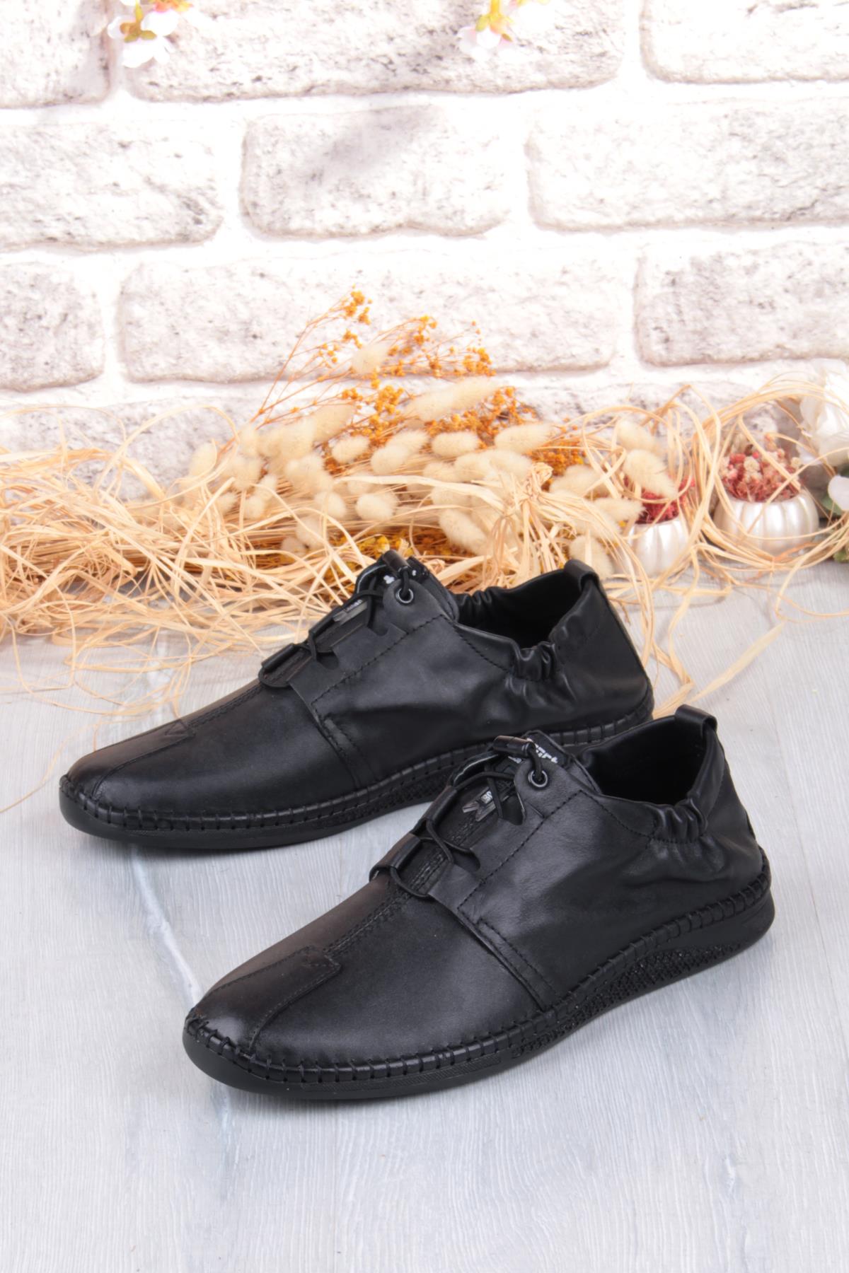 42613 Lastikli Comfort Rahat Esnek Hakiki Deri Erkek Ayakkabı - Görsel 4