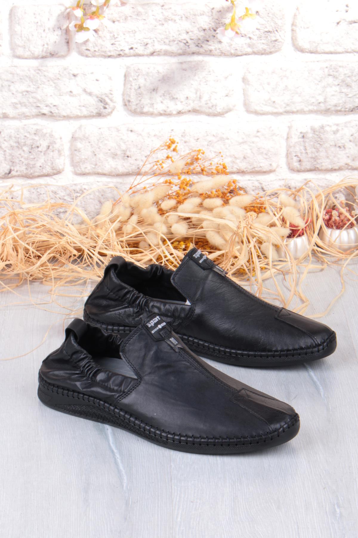 42612 Lastikli Comfort Rahat Esnek Hakiki Deri Erkek Ayakkabı - Görsel 2