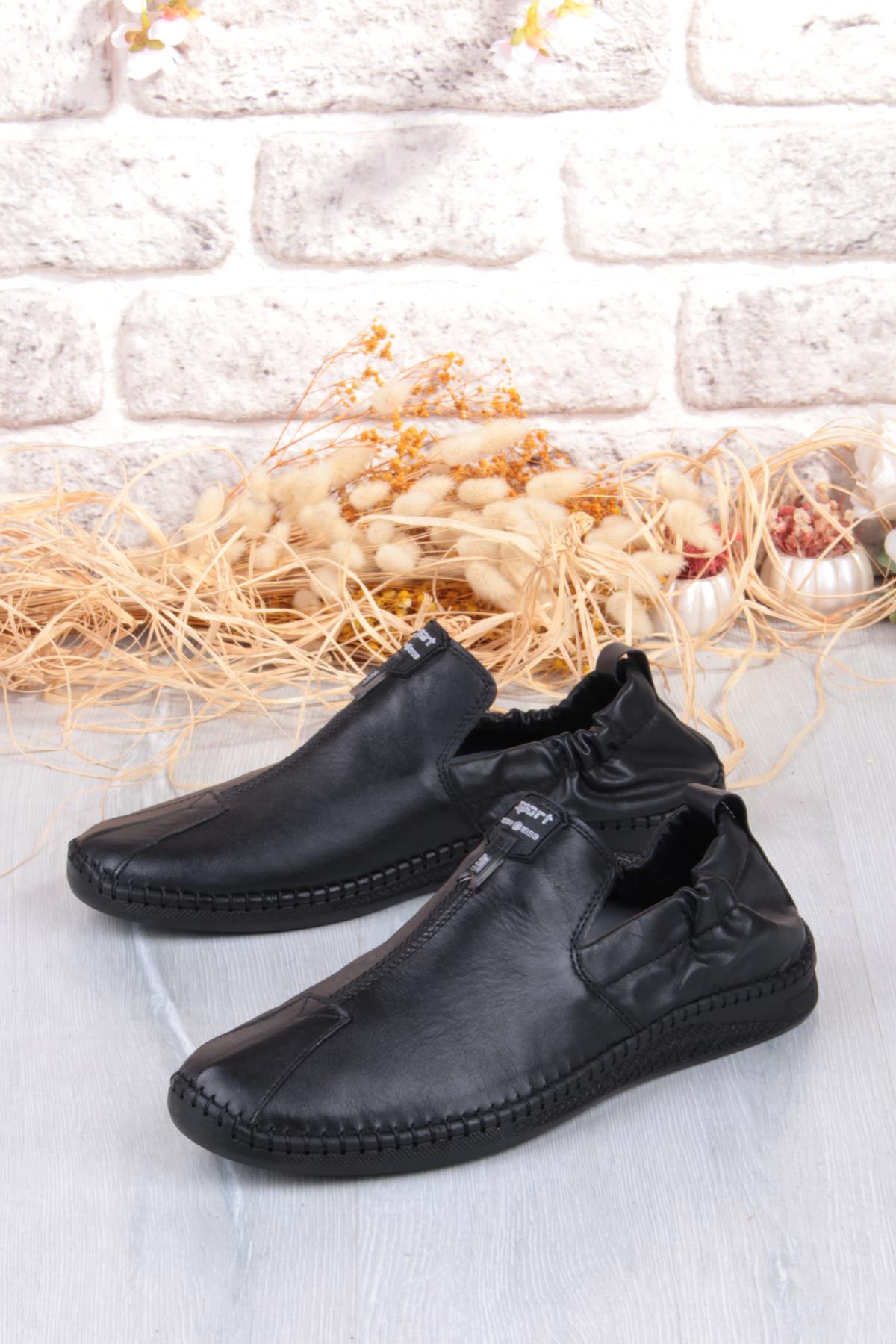 42612 Lastikli Comfort Rahat Esnek Hakiki Deri Erkek Ayakkabı - Görsel 4