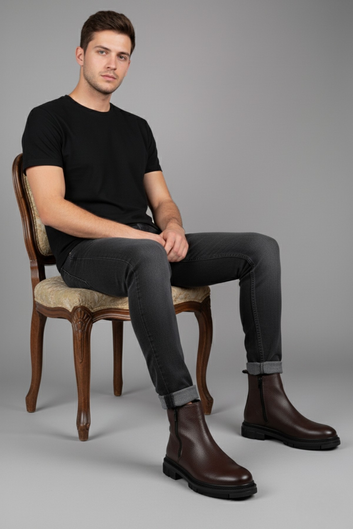 CHELSEY Hakiki Deri Çift Fermuarlı Erkek Kışlık Bot - Görsel 4