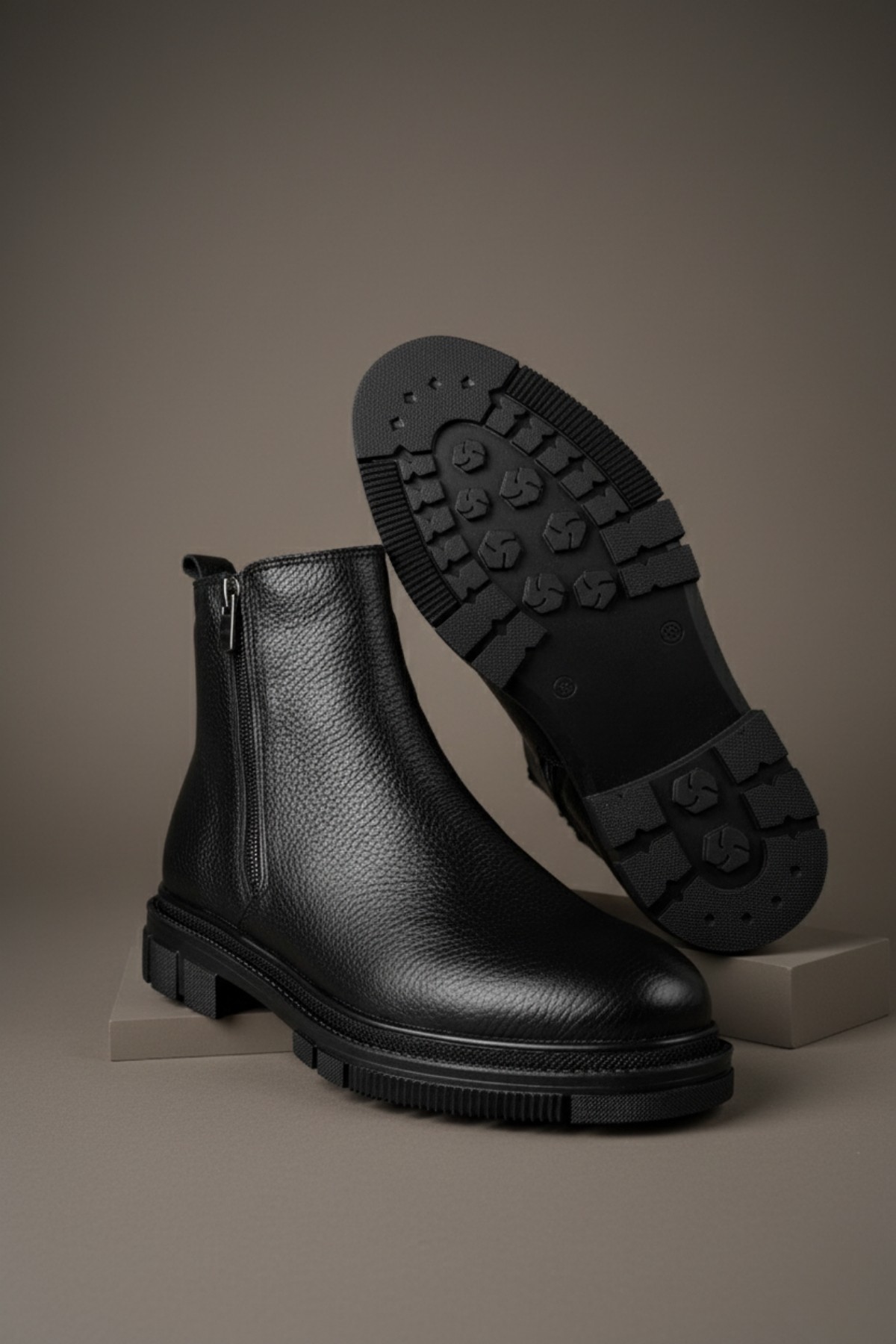 CHELSEY Hakiki Deri Çift Fermuarlı Erkek Kışlık Bot - Görsel 2